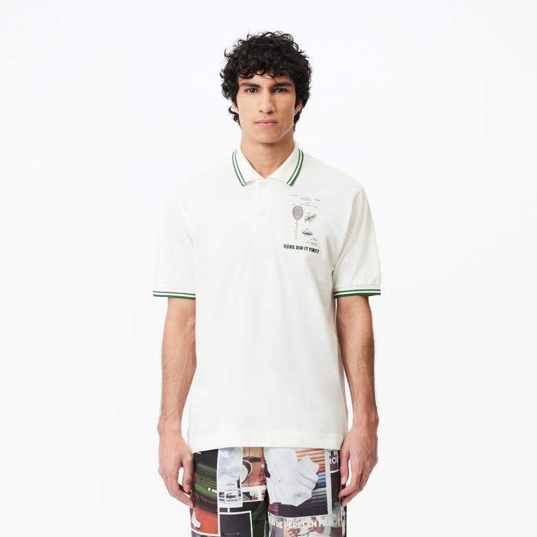 Lacoste L.12.12 Erkek Classic Fit Baskılı Bej Polo