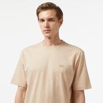 Erkek Loose Fit Bisiklet Yaka Bej T-Shirt