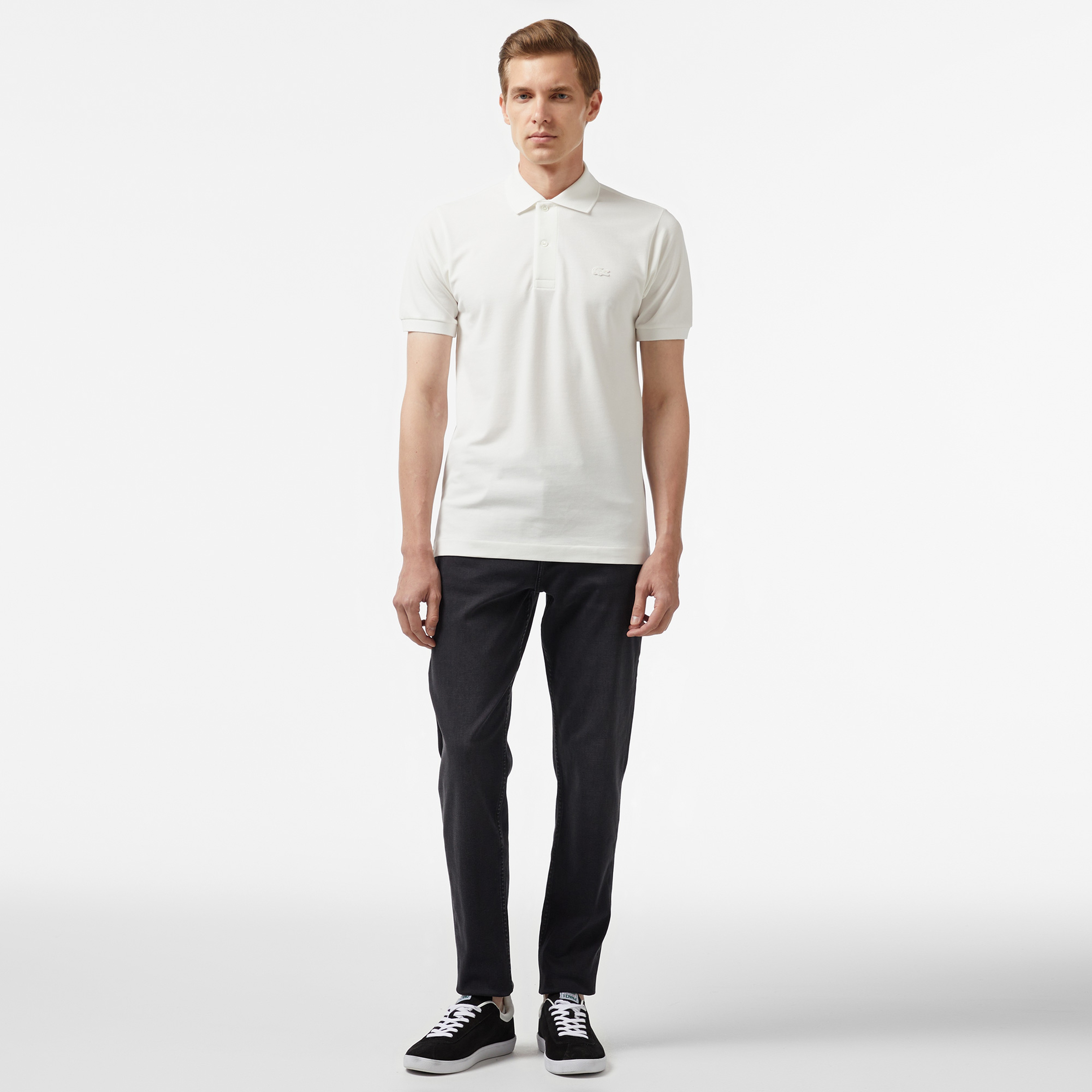 Erkek Classic Fit Beyaz Polo