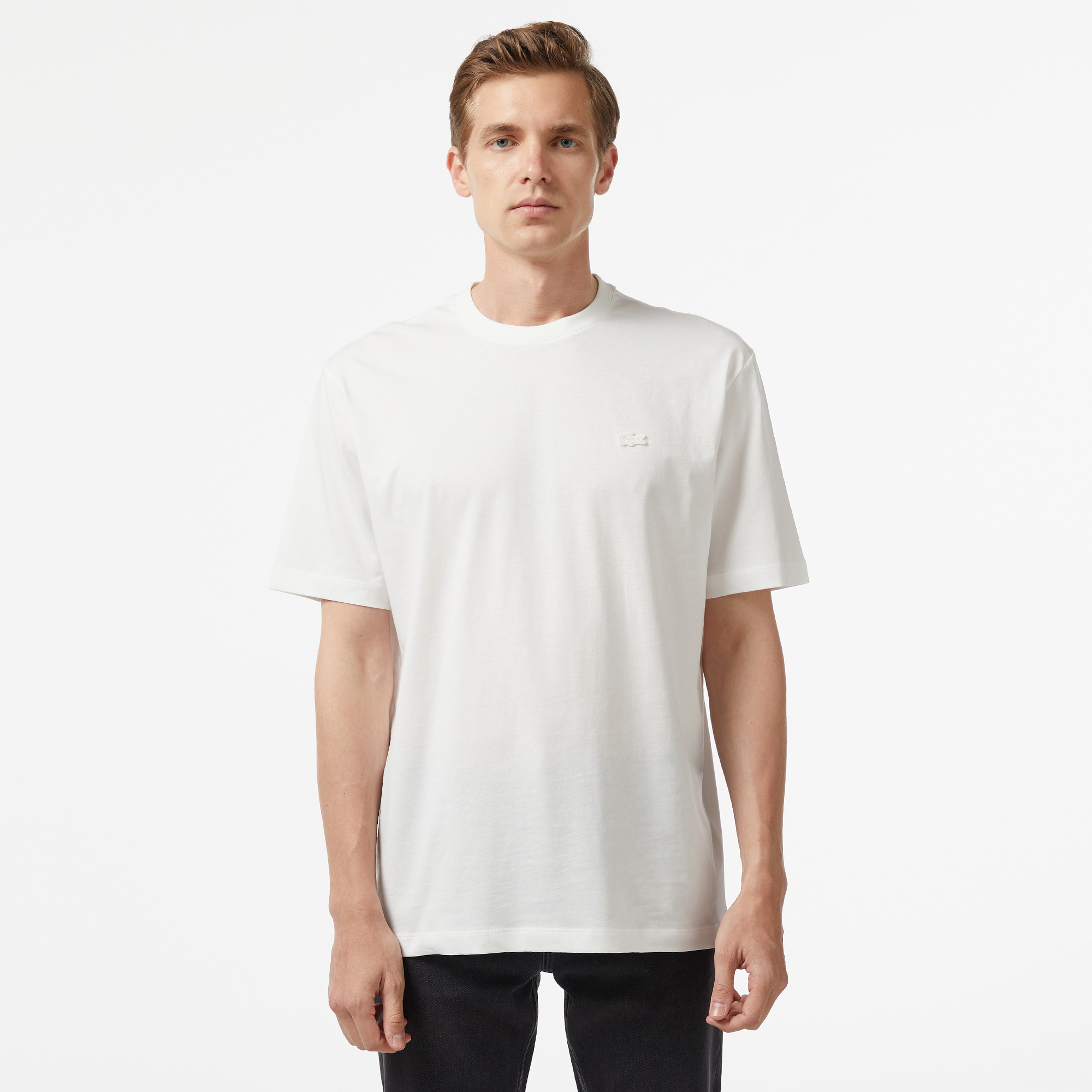 Erkek Loose Fit Bisiklet Yaka Beyaz T-Shirt