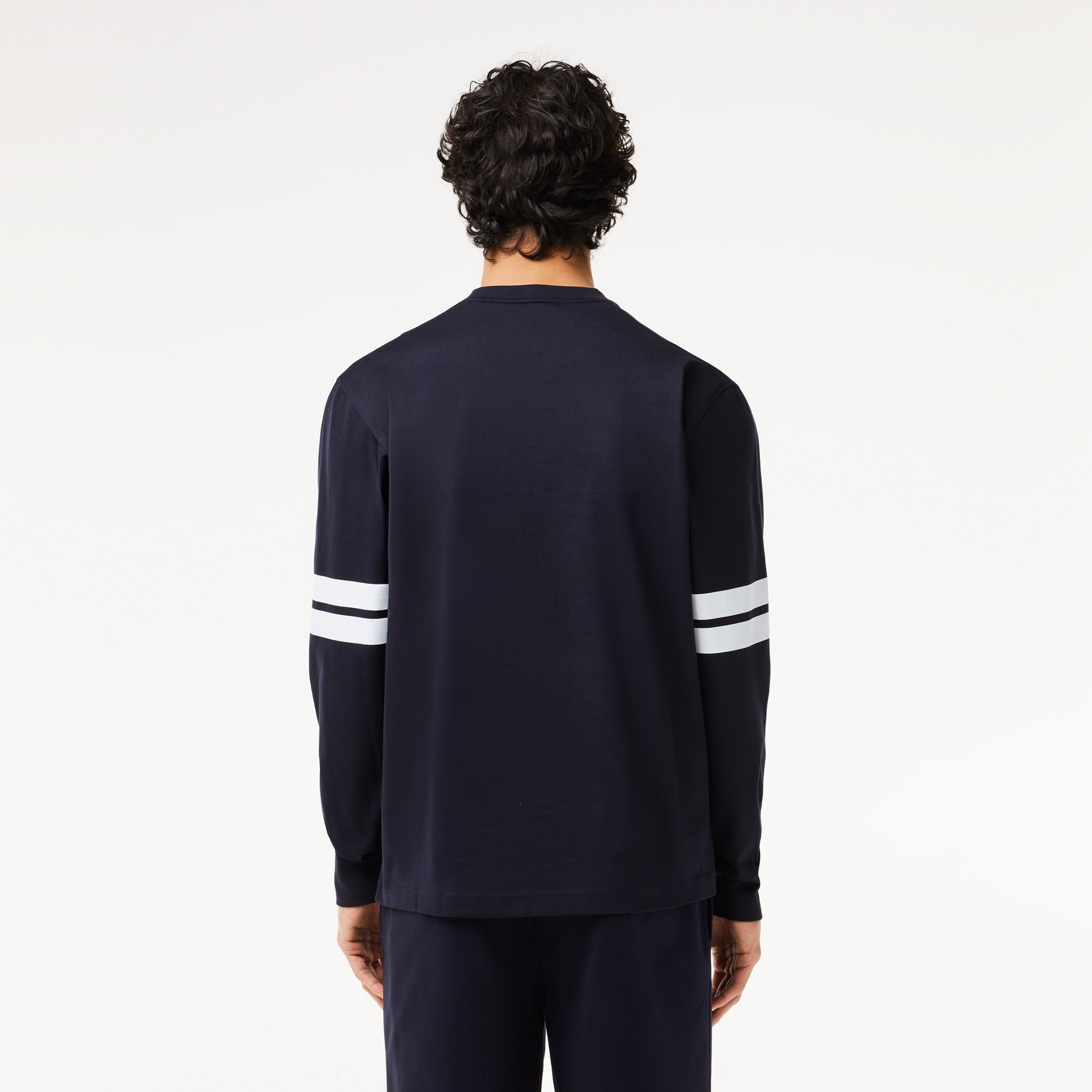 Erkek Classic Fit Uzun Kollu Bisiklet Yaka Baskılı Siyah T-Shirt