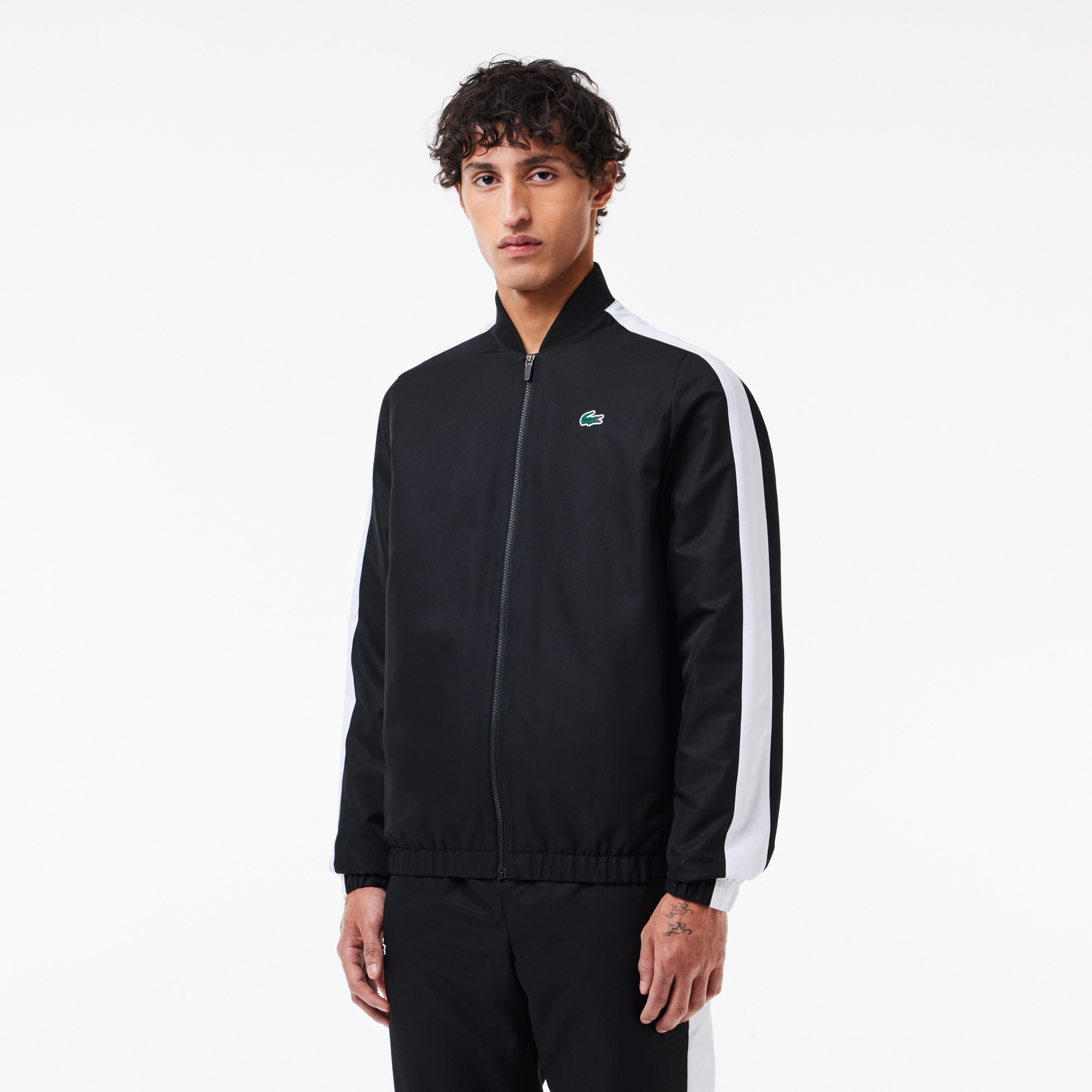 Erkek Regular Fit Uzun Kollu Renk Bloklu Siyah Eşofman Takımı