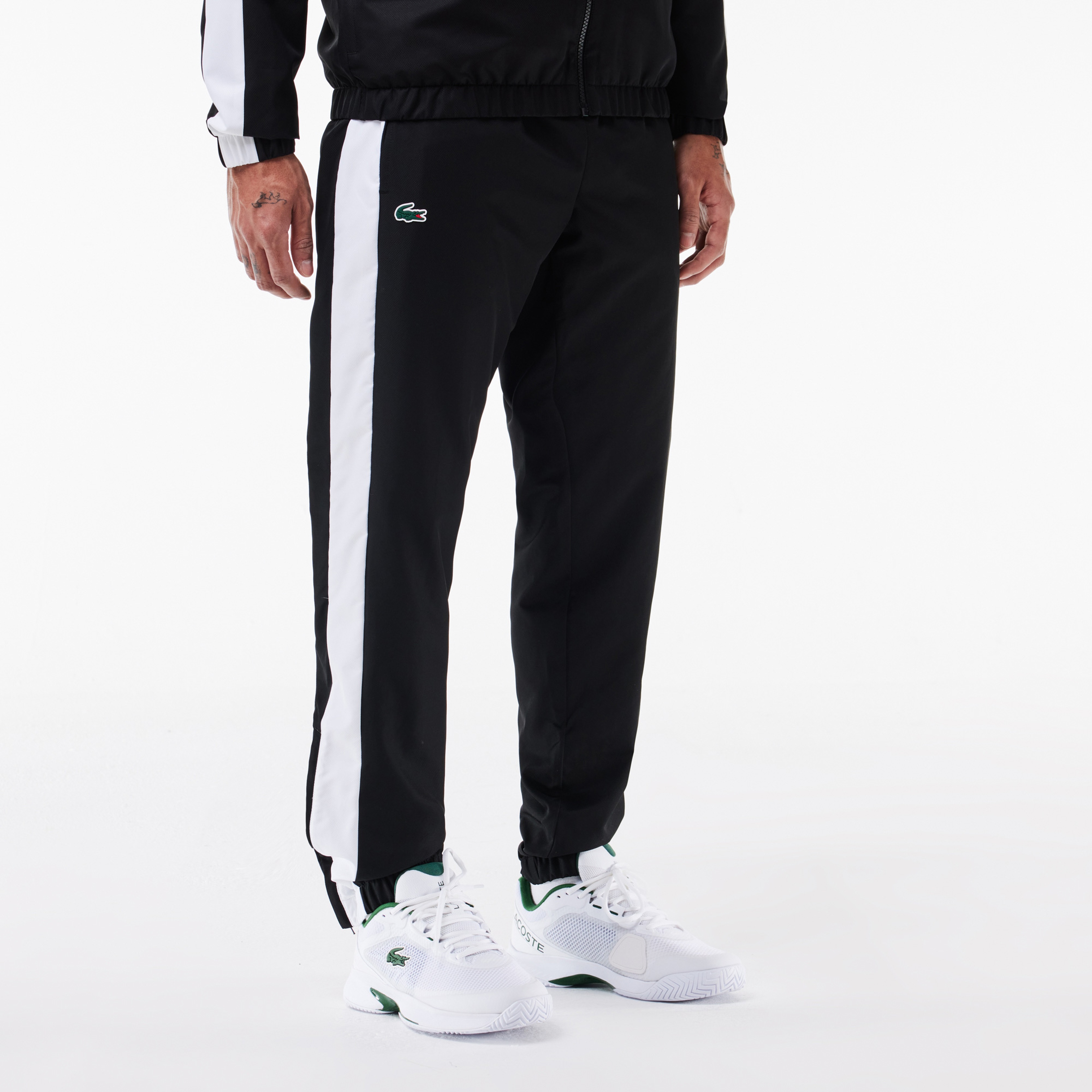 Erkek Regular Fit Uzun Kollu Renk Bloklu Siyah Eşofman Takımı