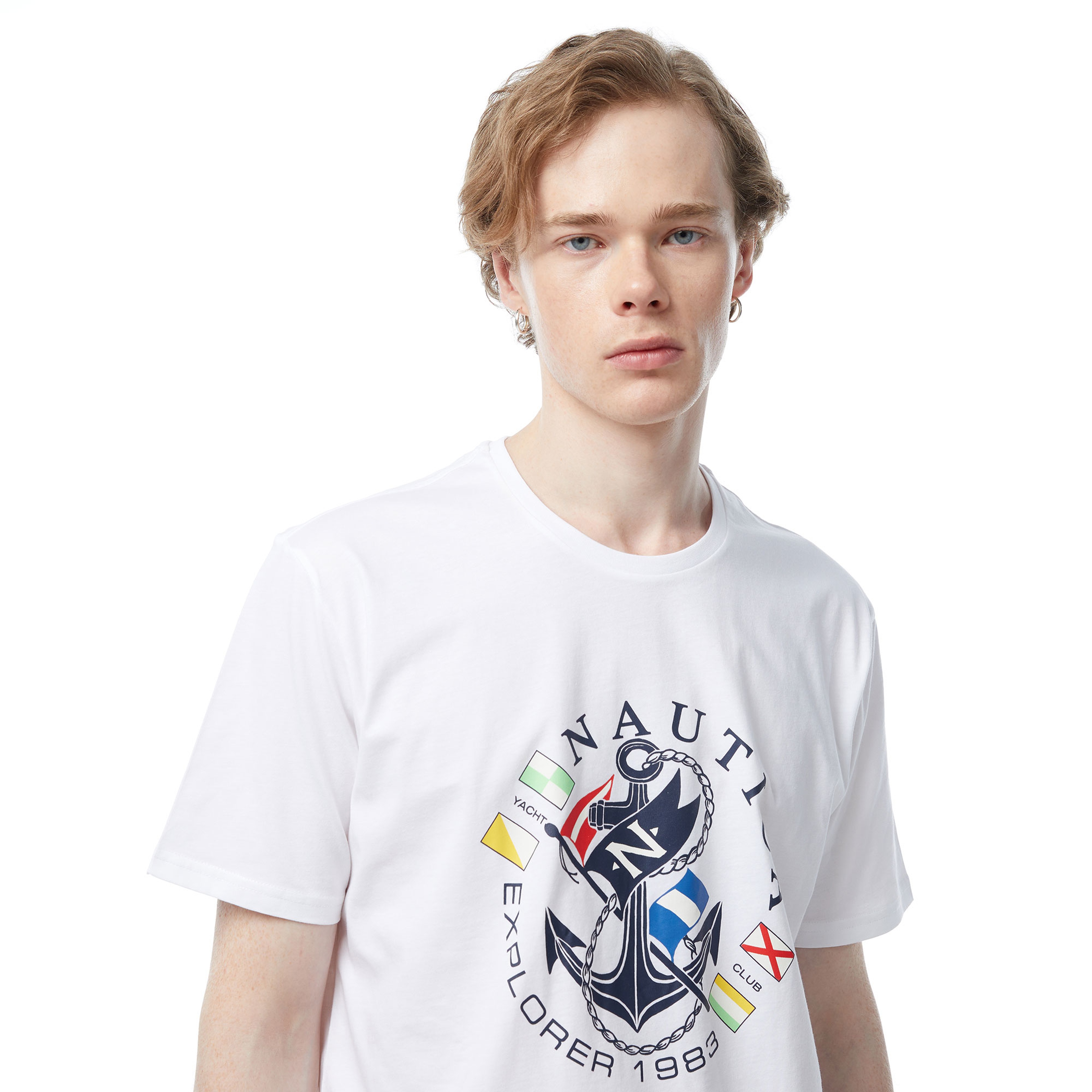 Nautica Erkek Beyaz Standart Fit T-Shirt