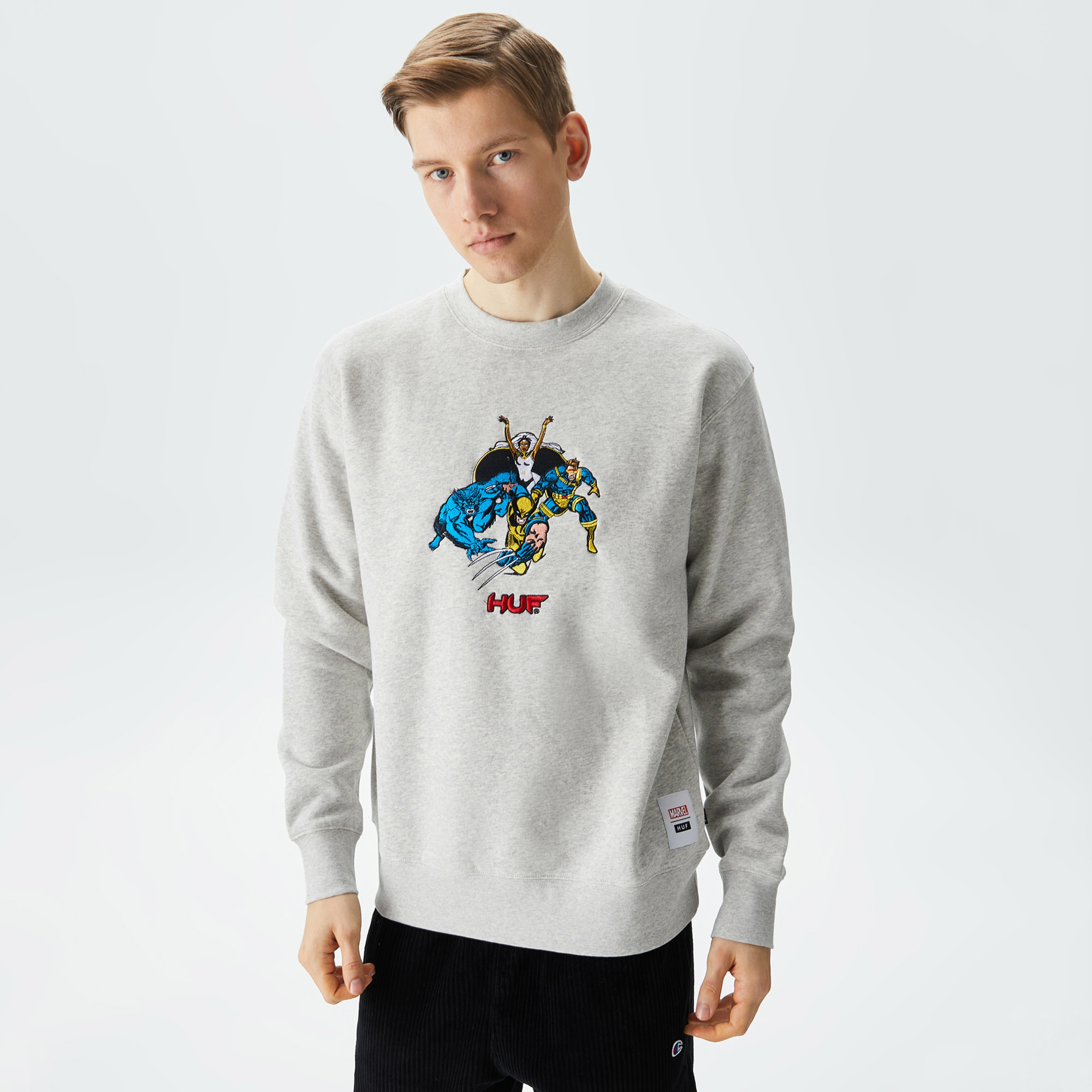 HUF Mutant Team-up Crewneck Erkek Gri Sweatshirt