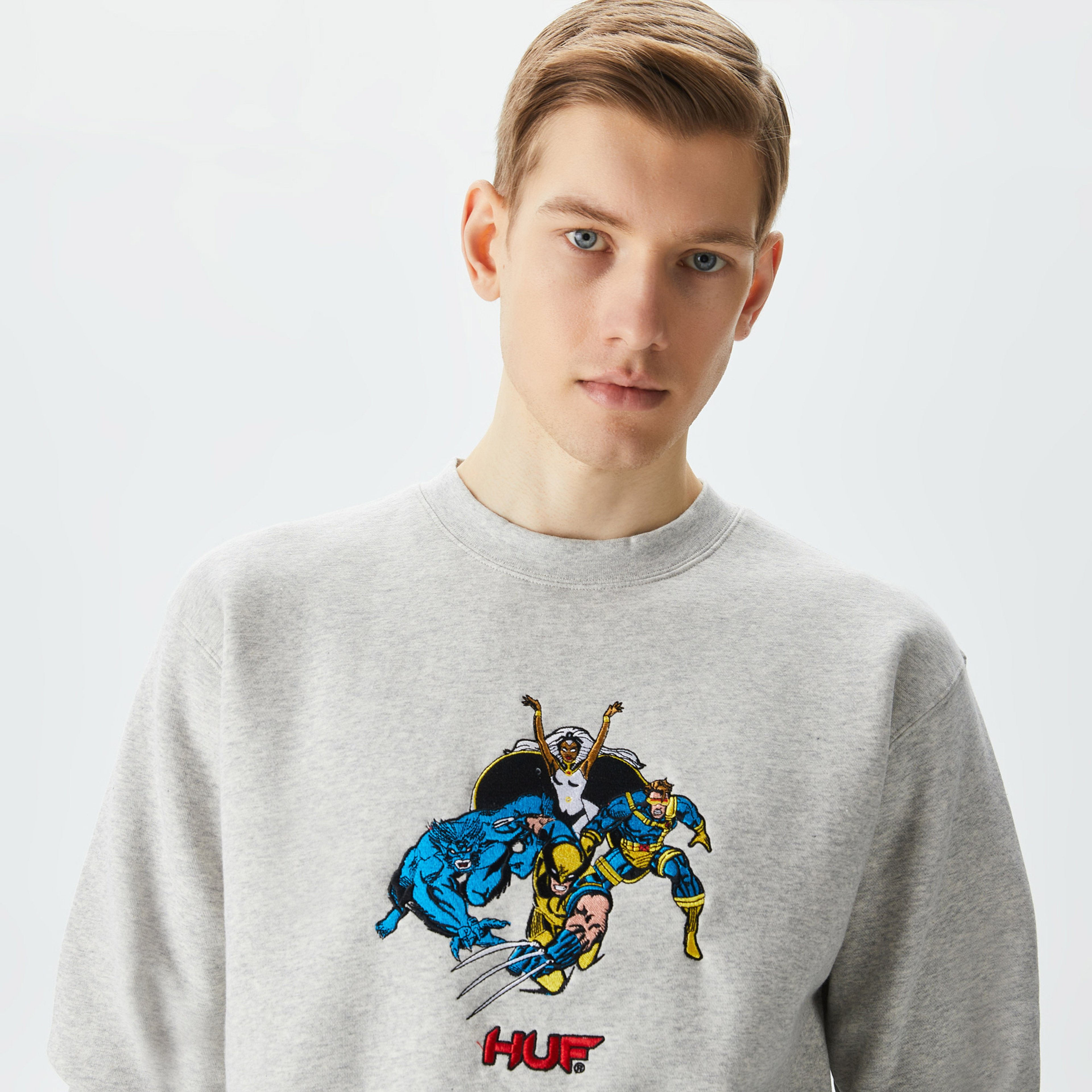 HUF Mutant Team-up Crewneck Erkek Gri Sweatshirt