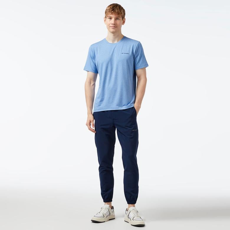 Columbia Tech Trail Crew Neck Erkek Mavi T-Shirt