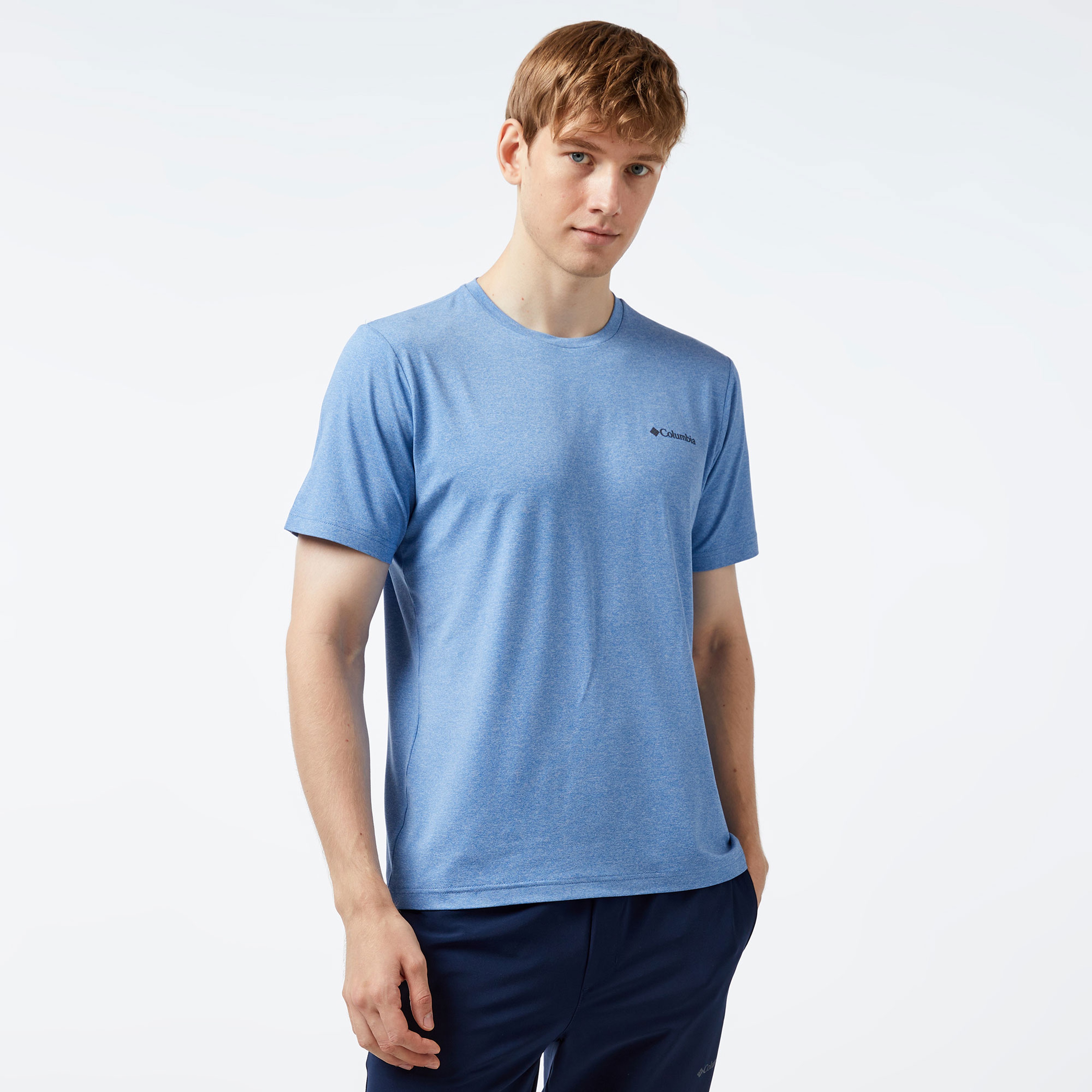 Columbia Tech Trail Crew Neck Erkek Mavi T-Shirt