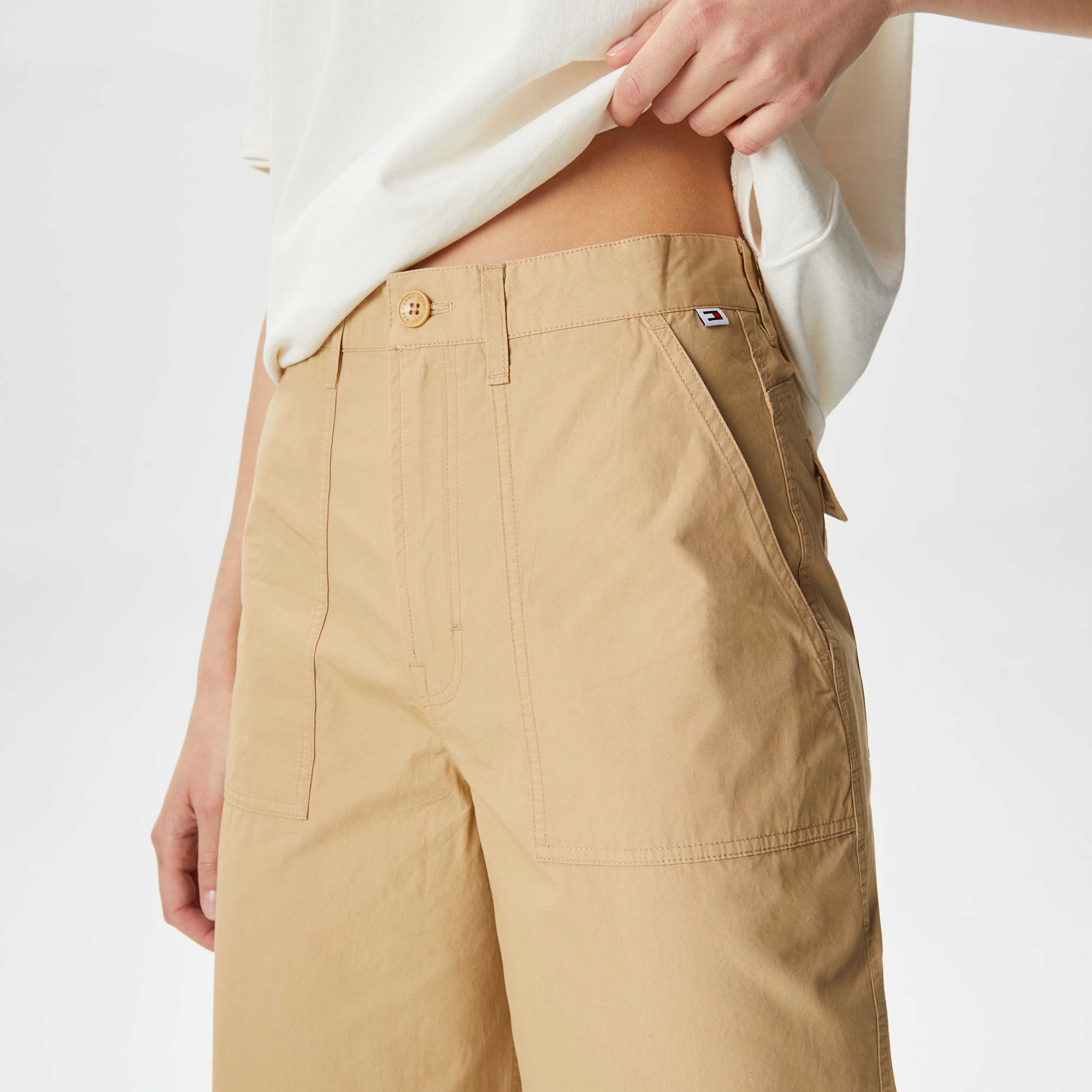 Tommy Jeans Claire Wide Cargo Kadın Bej Pantolon