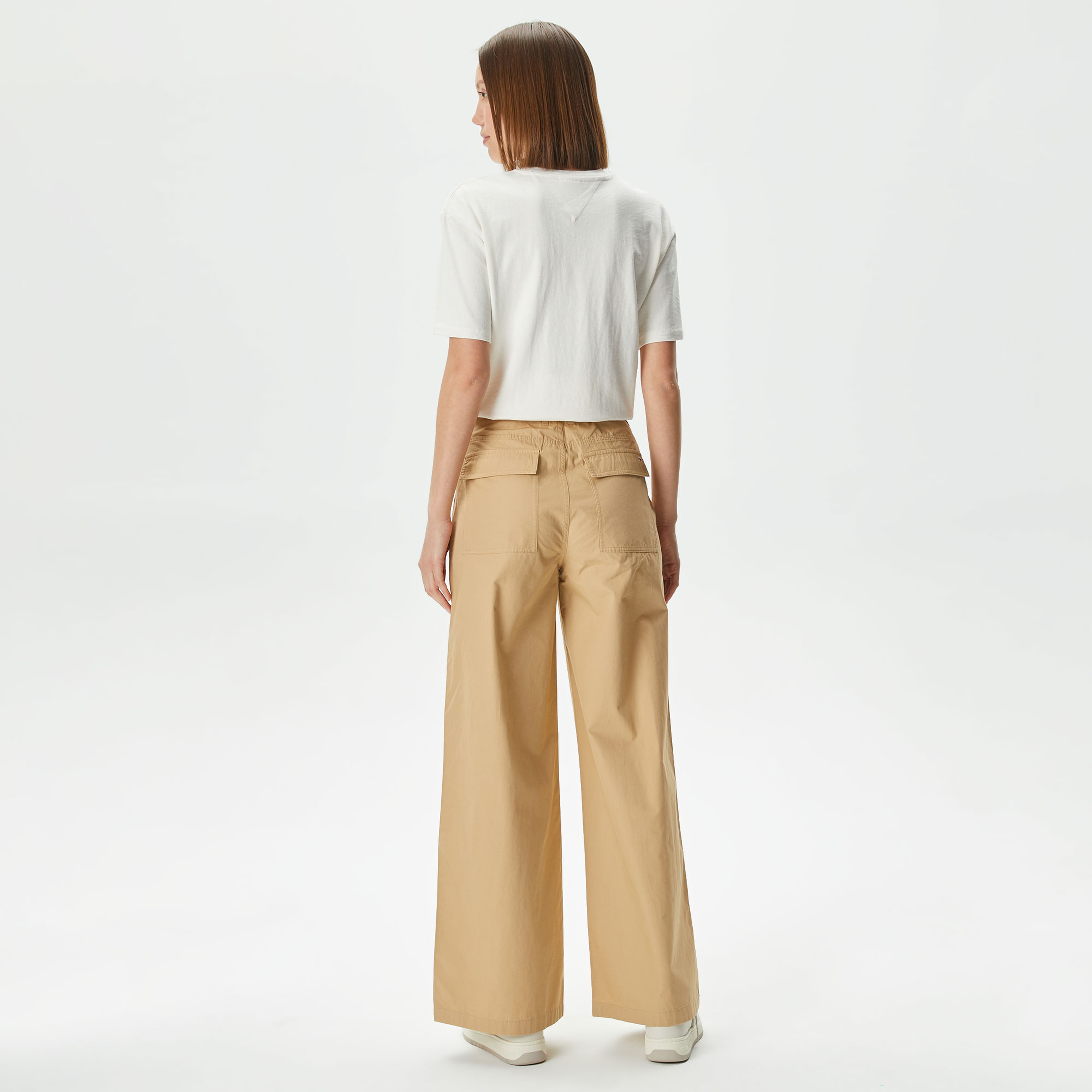Tommy Jeans Claire Wide Cargo Kadın Bej Pantolon