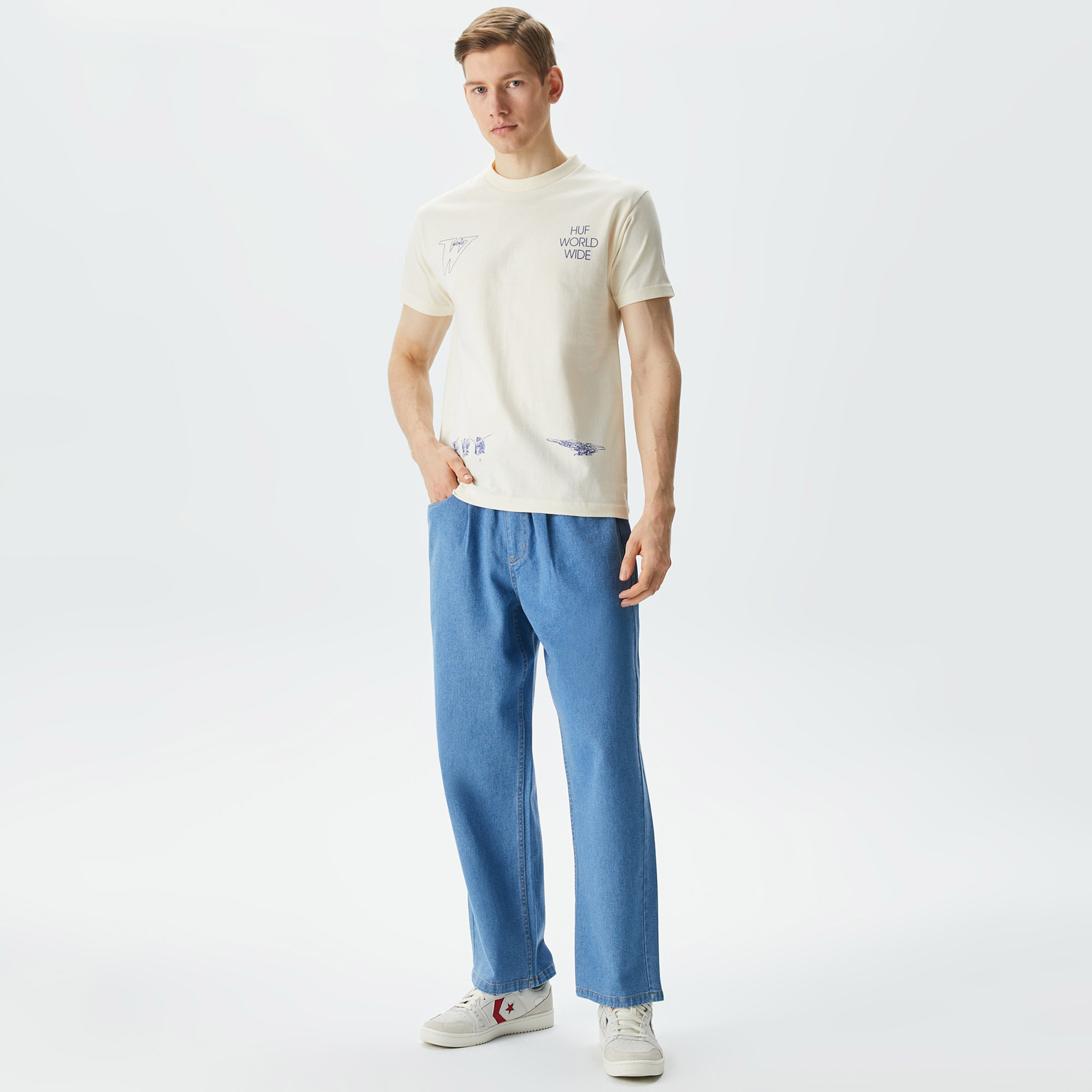 HUF Gundam Wing Heads Erkek Krem T-Shirt