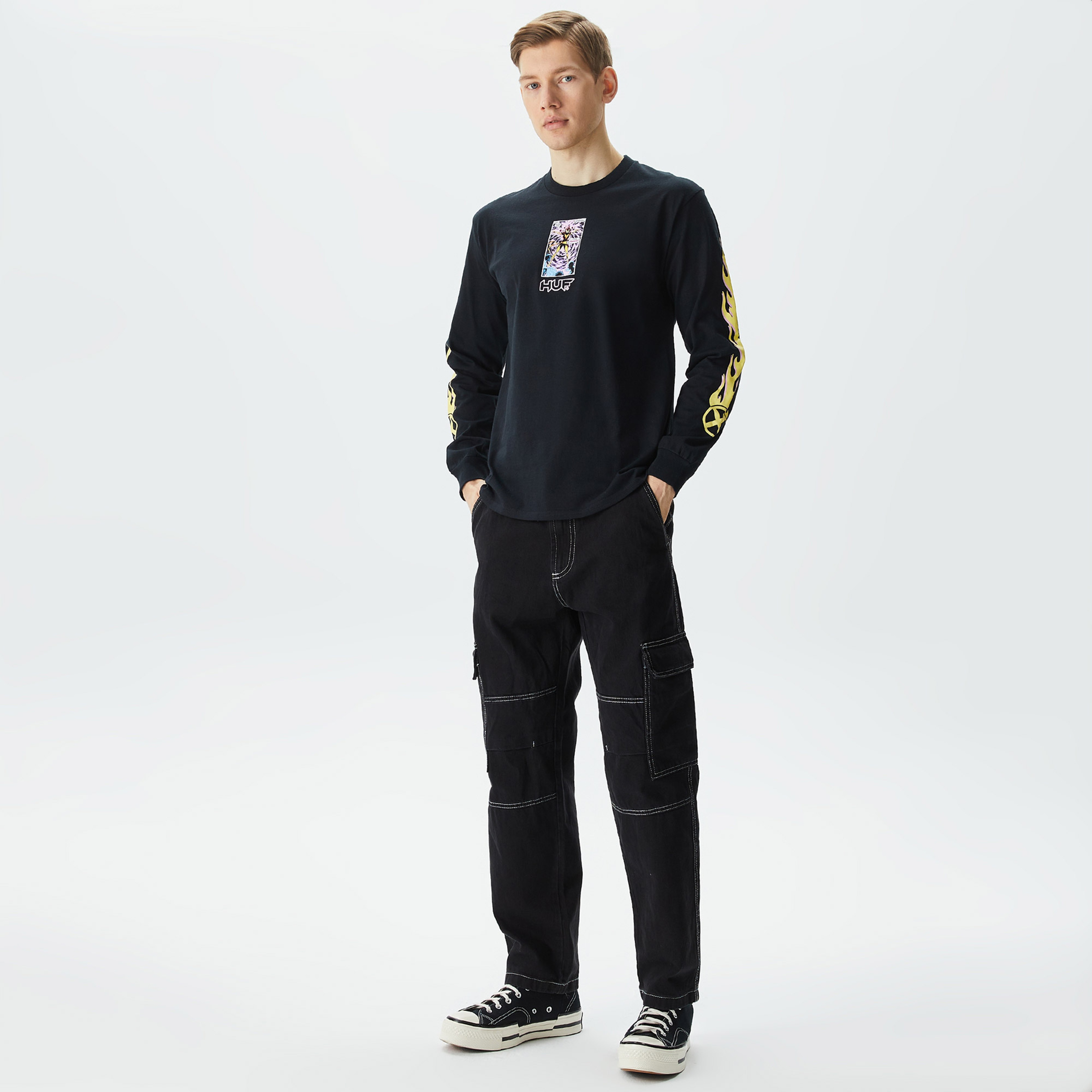 HUF Phoenix Rising Erkek Siyah T-Shirt