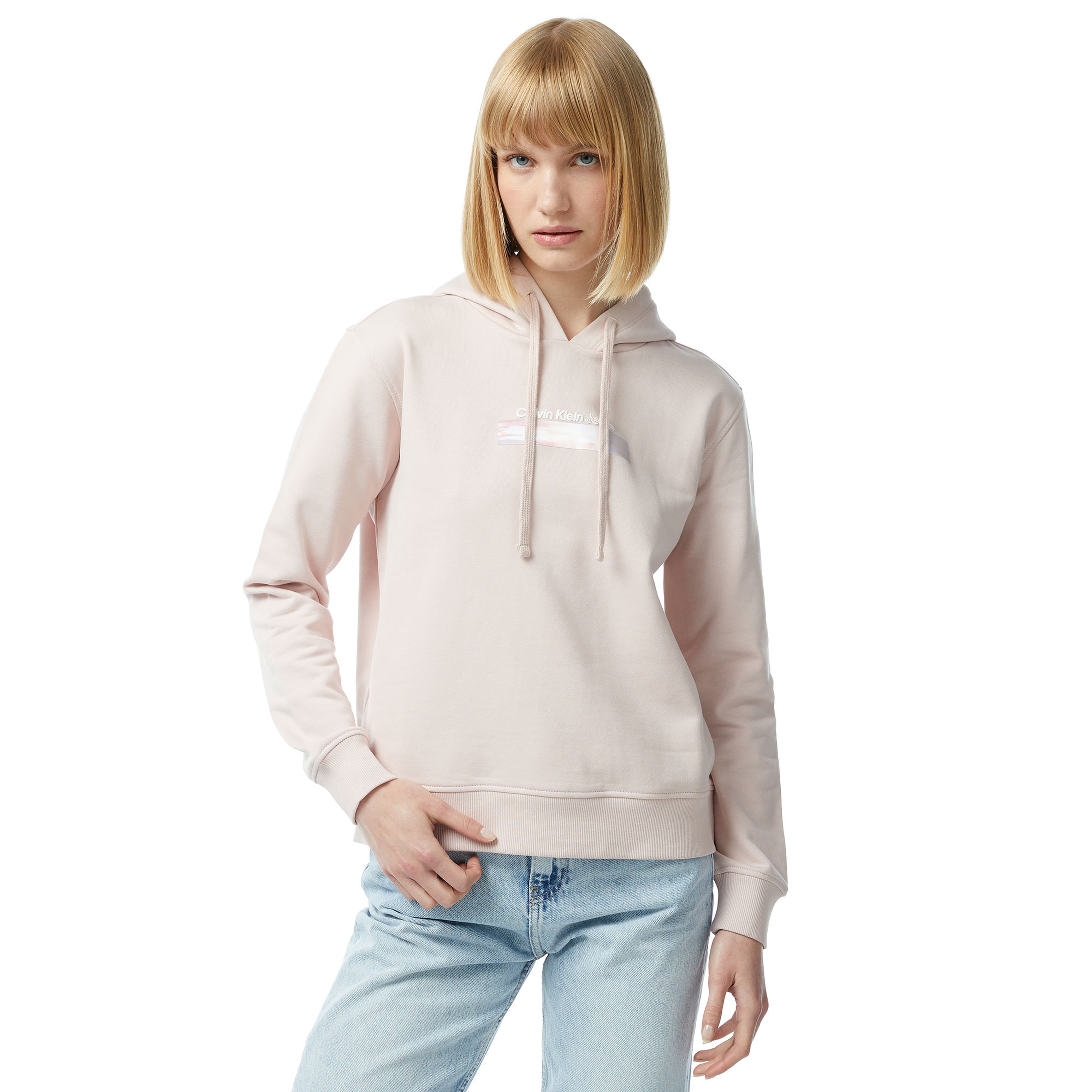 Calvin Klein Jeans Diffused Kadın Pembe Sweatshirt