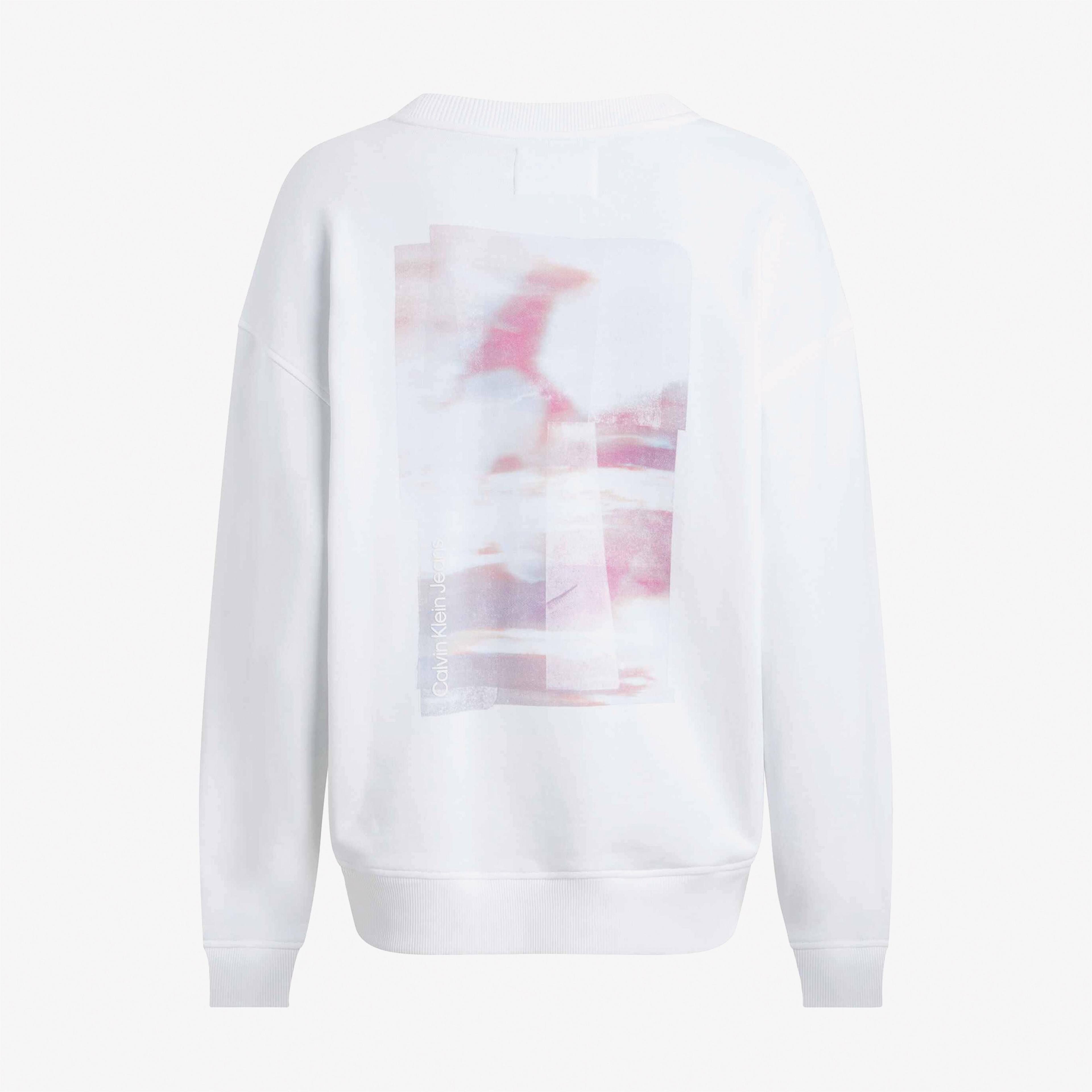 Calvin Klein Jeans Diffused Kadın Beyaz Sweatshirt