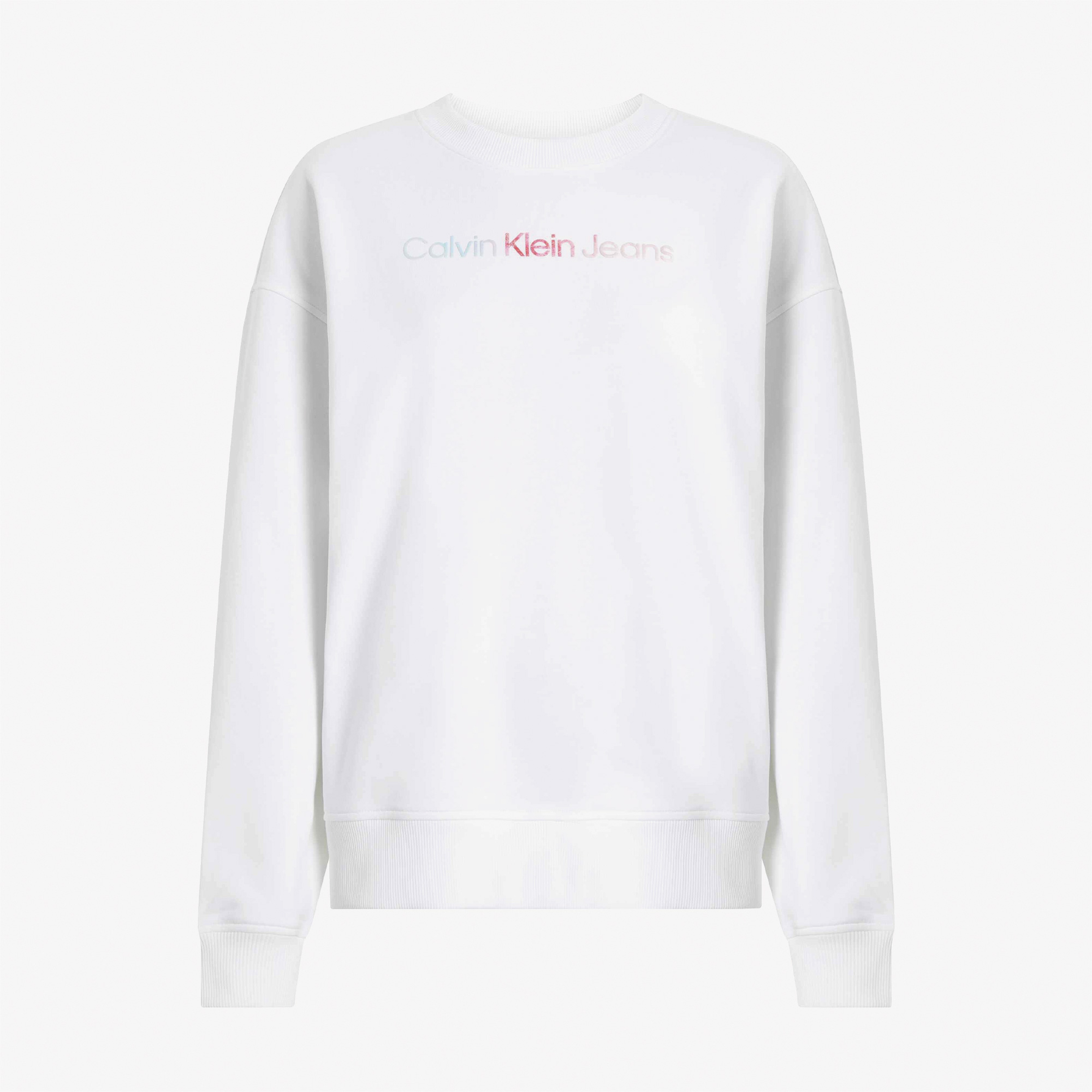 Calvin Klein Jeans Diffused Kadın Beyaz Sweatshirt