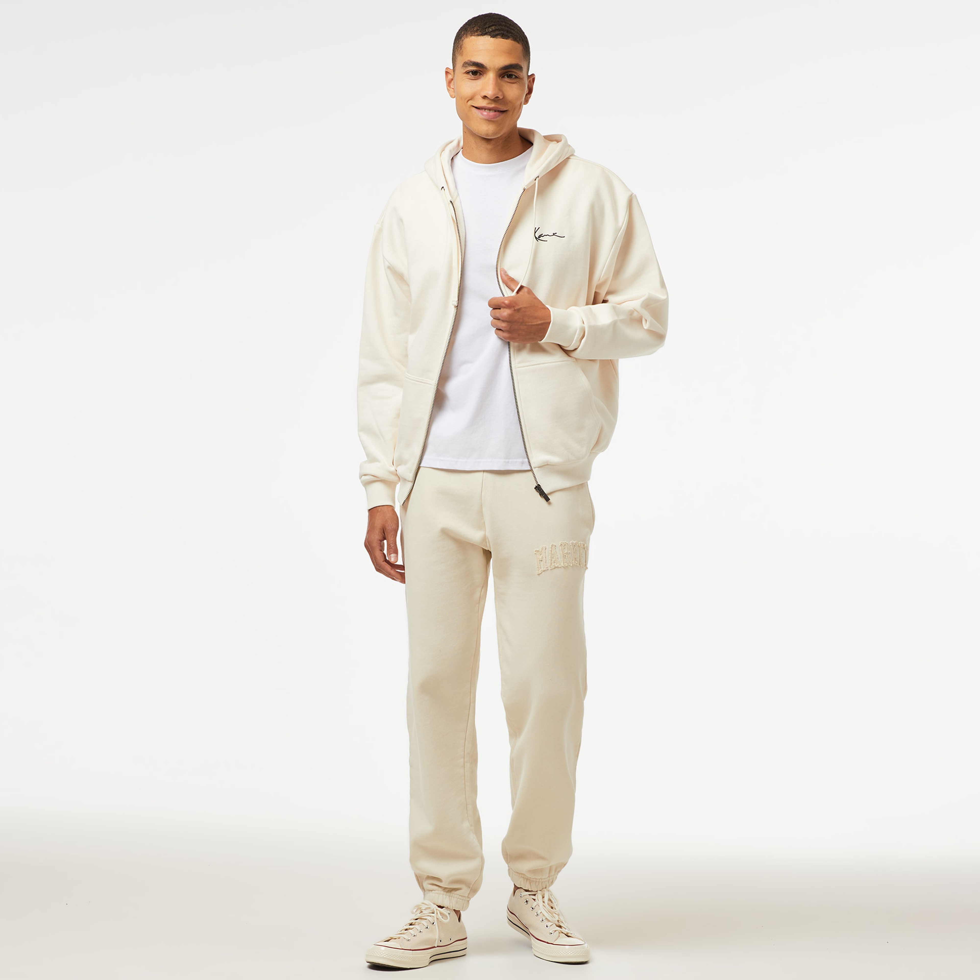 Karl Kani Chest Sign. Os Heavy Sweat Full Zip Skull Erkek Beyaz Sweatshirt