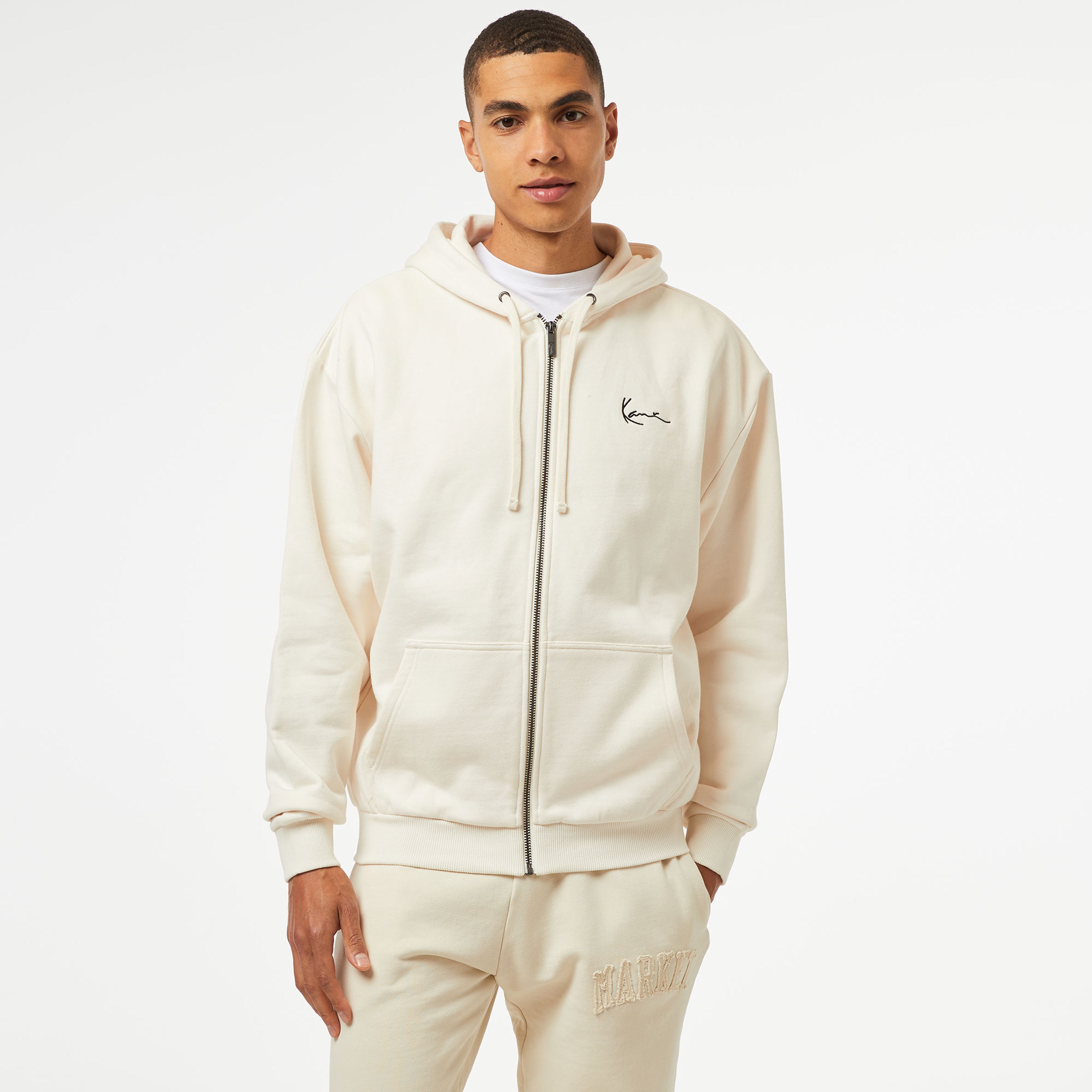 Karl Kani Chest Sign. Os Heavy Sweat Full Zip Skull Erkek Beyaz Sweatshirt