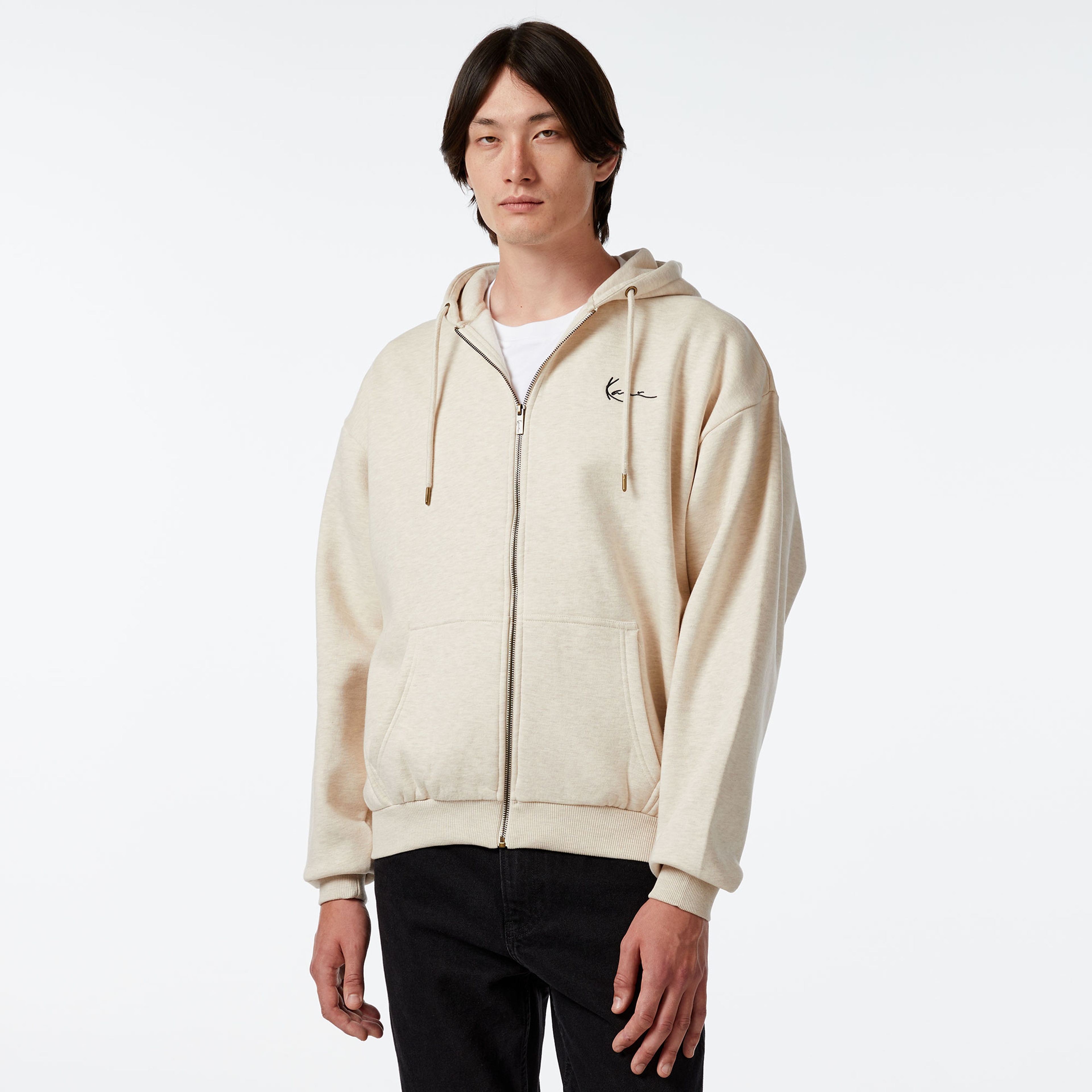 Karl Kani Chest Sign. Os Full Zip Diner Erkek Krem Rengi Sweatshirt