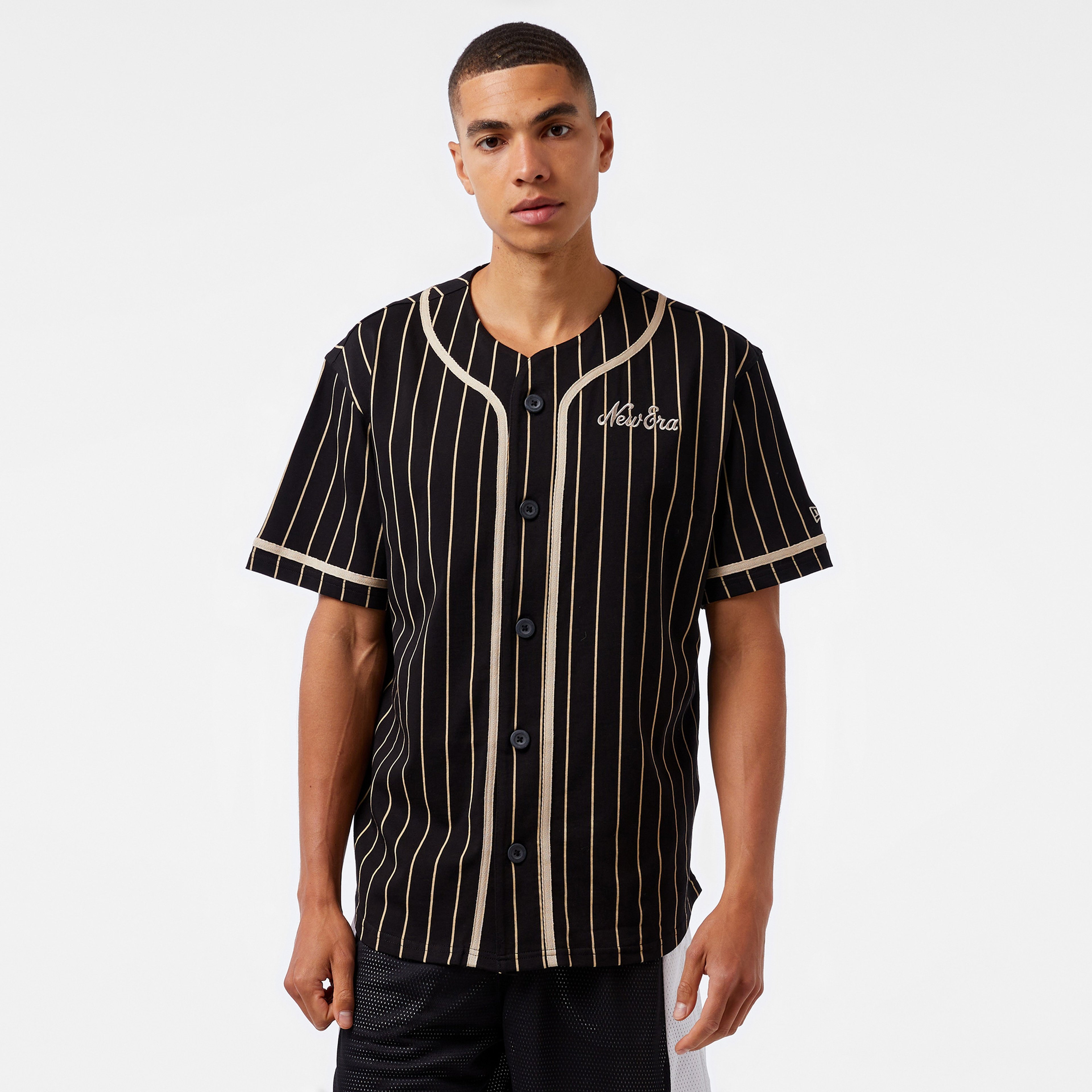 New Era Ne Pinstripe Jersey Erkek Siyah T-Shirt