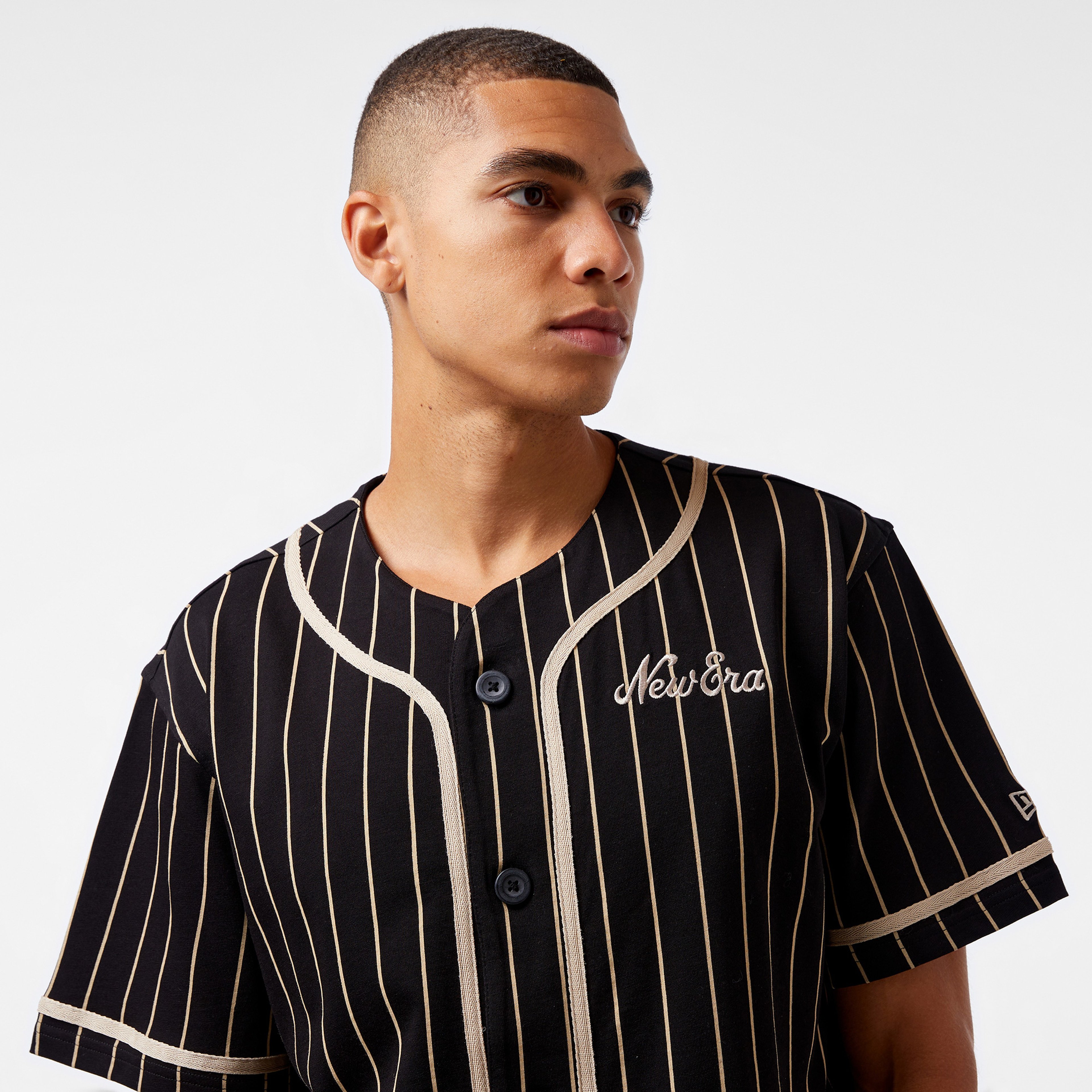 New Era Ne Pinstripe Jersey Erkek Siyah T-Shirt