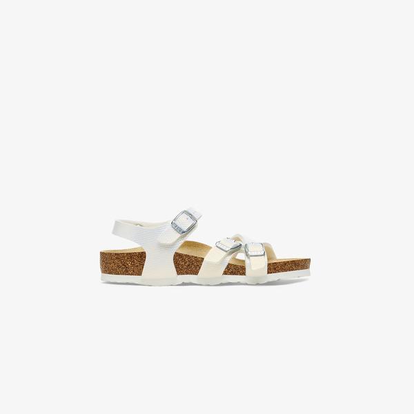 Birkenstock Kumba Bf Shiny Lizard Embossed Çocuk Beyaz Terlik