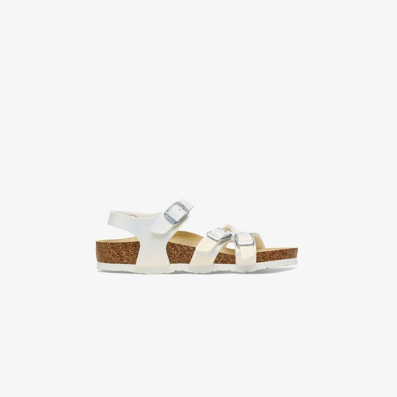 Birkenstock Kumba Bf Shiny Lizard Embossed Çocuk Beyaz Terlik