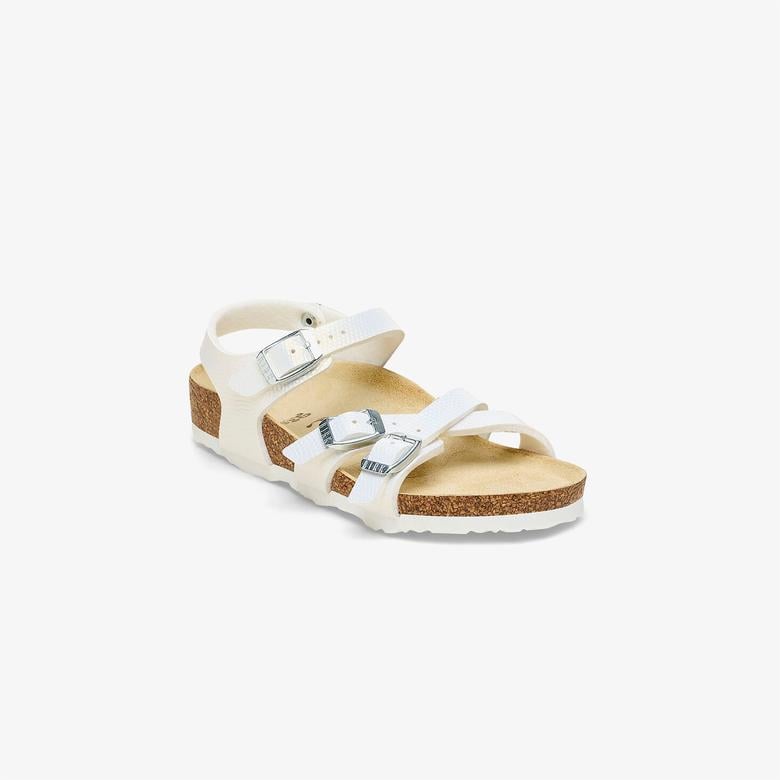Birkenstock Kumba Bf Shiny Lizard Embossed Çocuk Beyaz Terlik