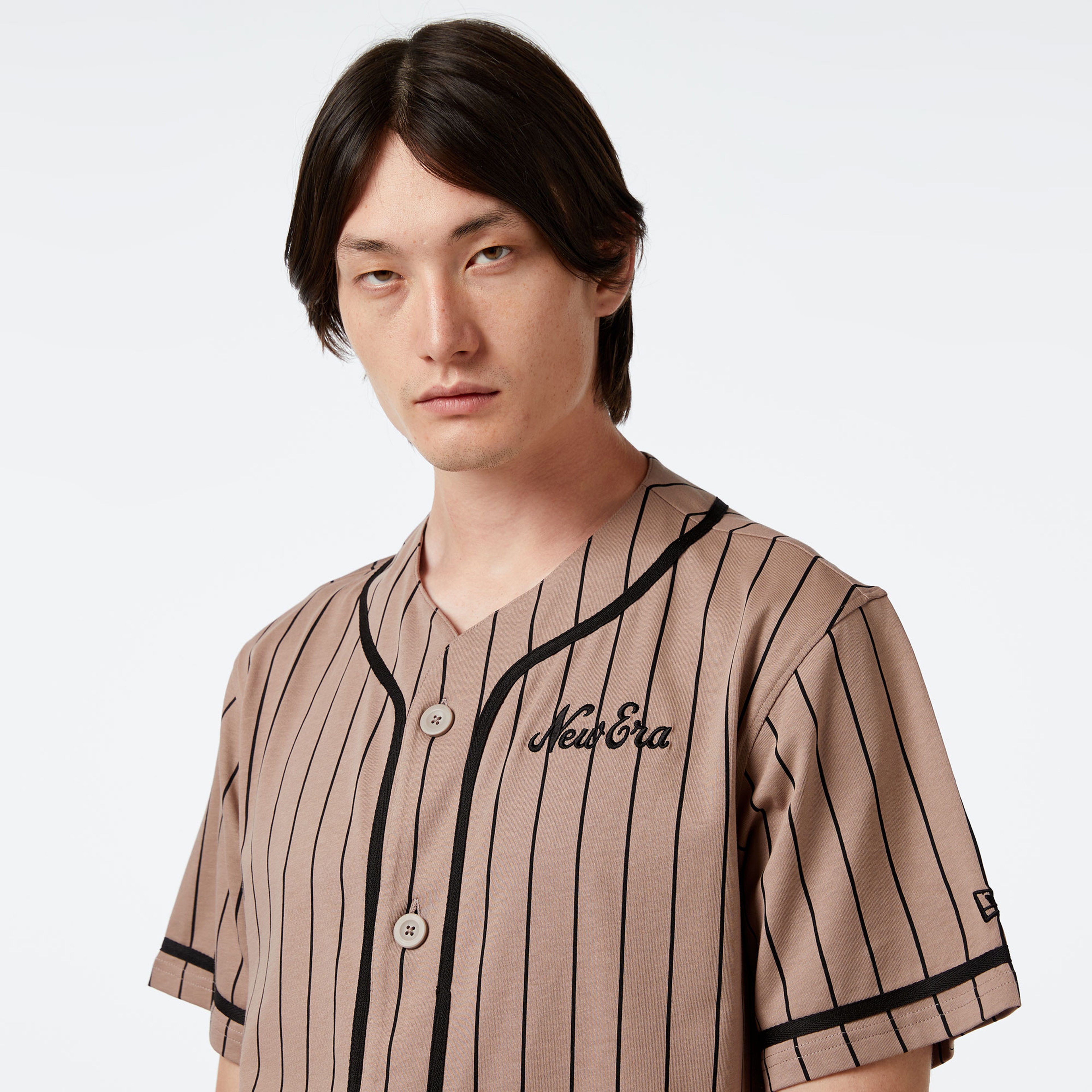 New Era Ne Pinstripe Jersey Erkek Kahverengi T-Shirt