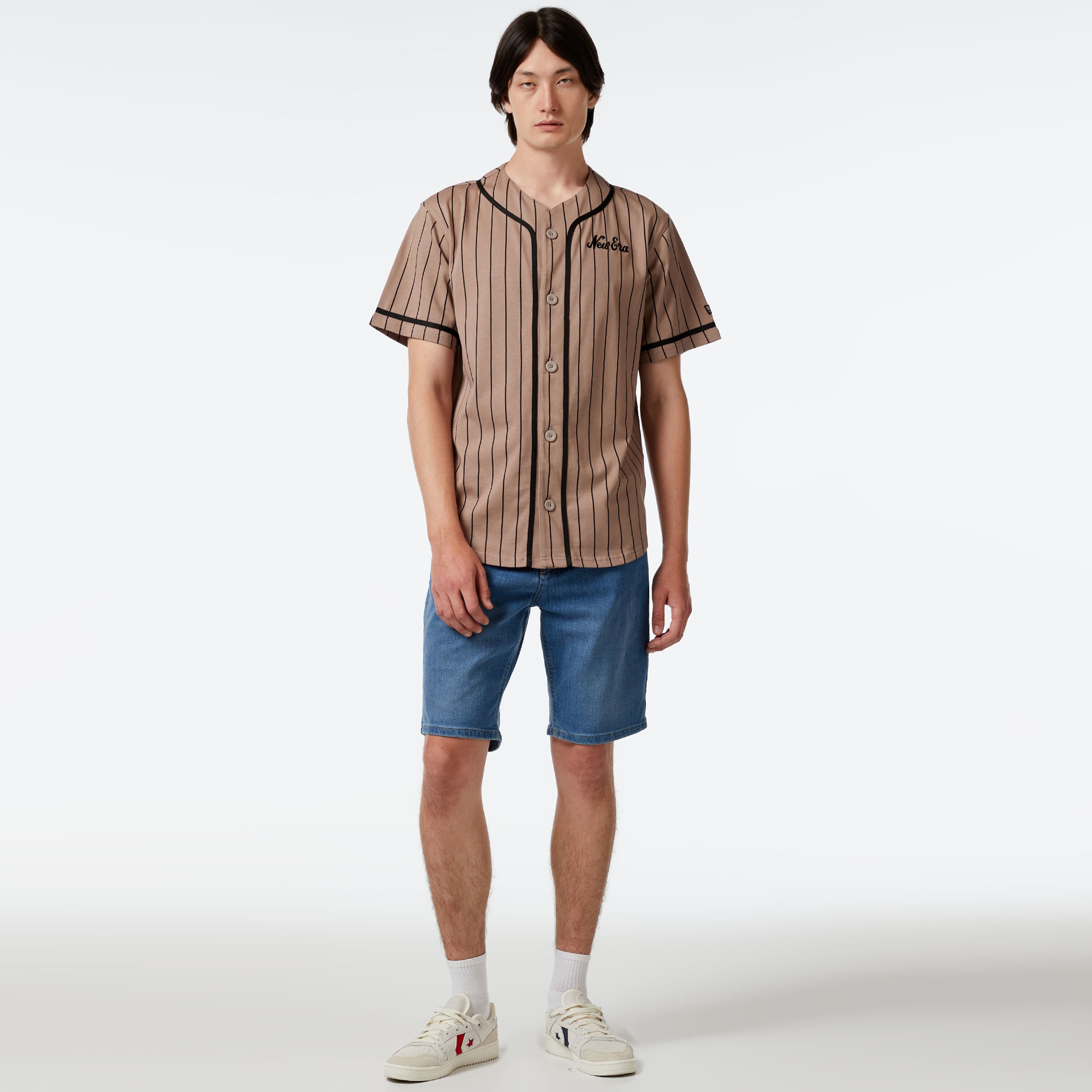 New Era Ne Pinstripe Jersey Erkek Kahverengi T-Shirt