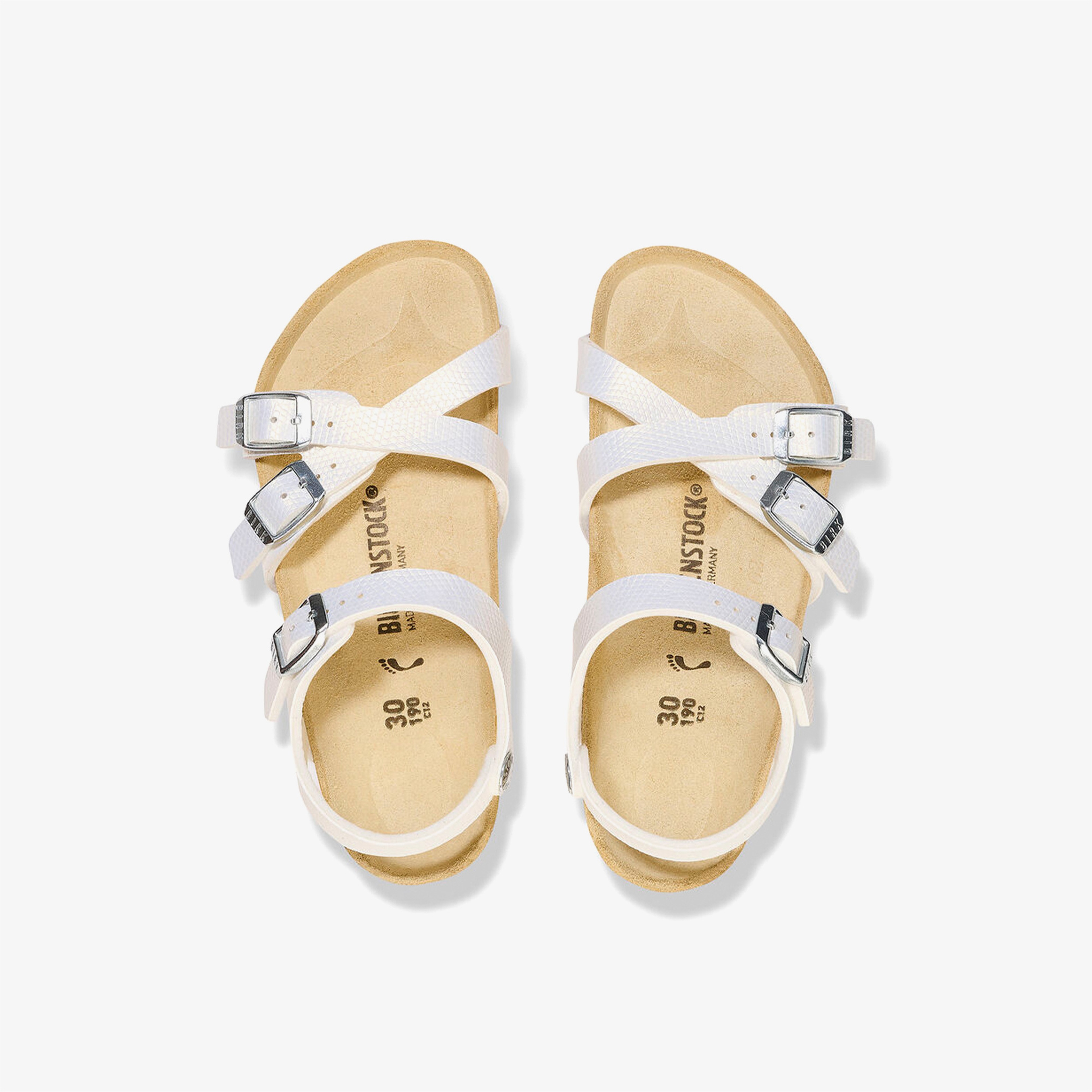 Birkenstock Kumba Bf Shiny Lizard Embossed Çocuk Beyaz Terlik