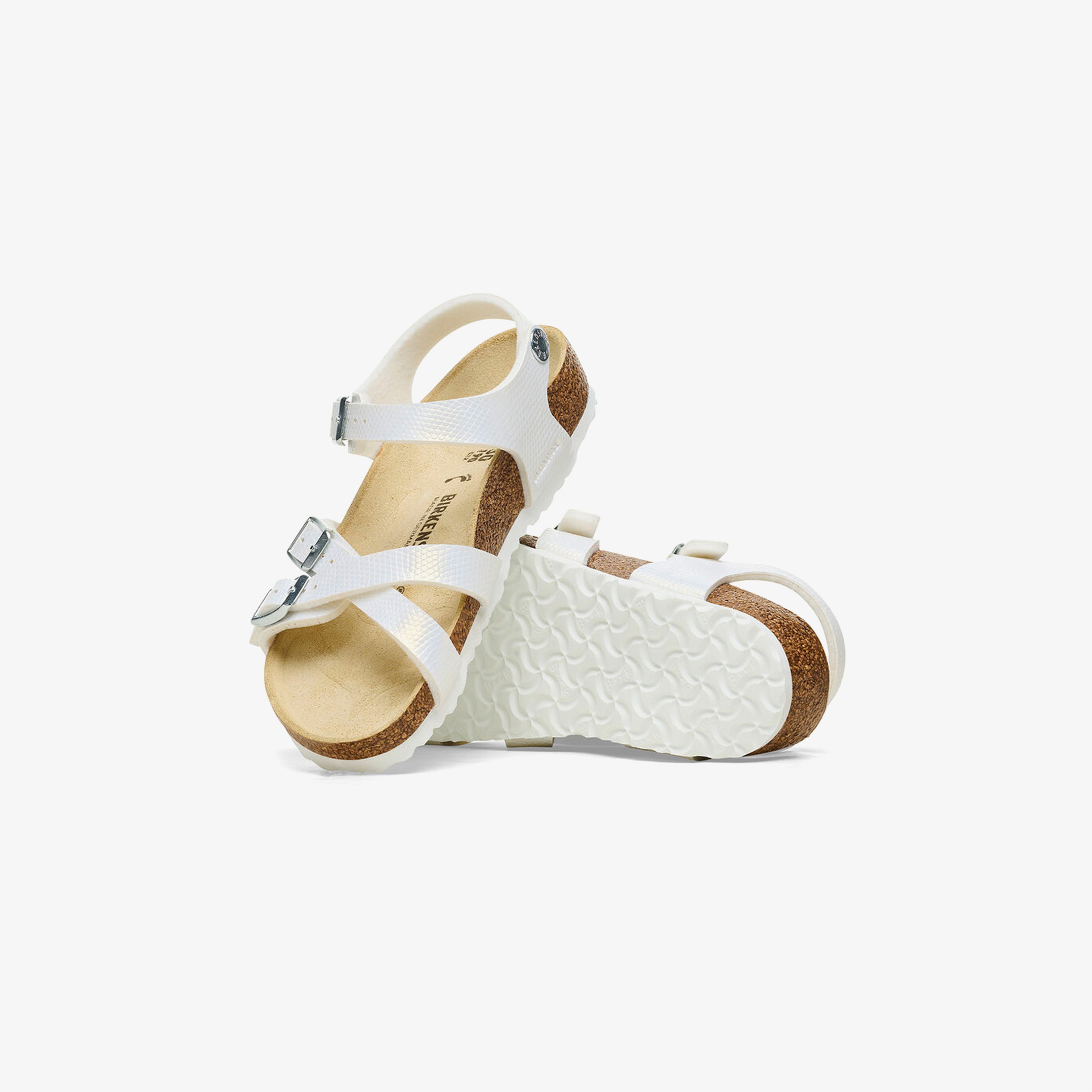 Birkenstock Kumba Bf Shiny Lizard Embossed Çocuk Beyaz Terlik