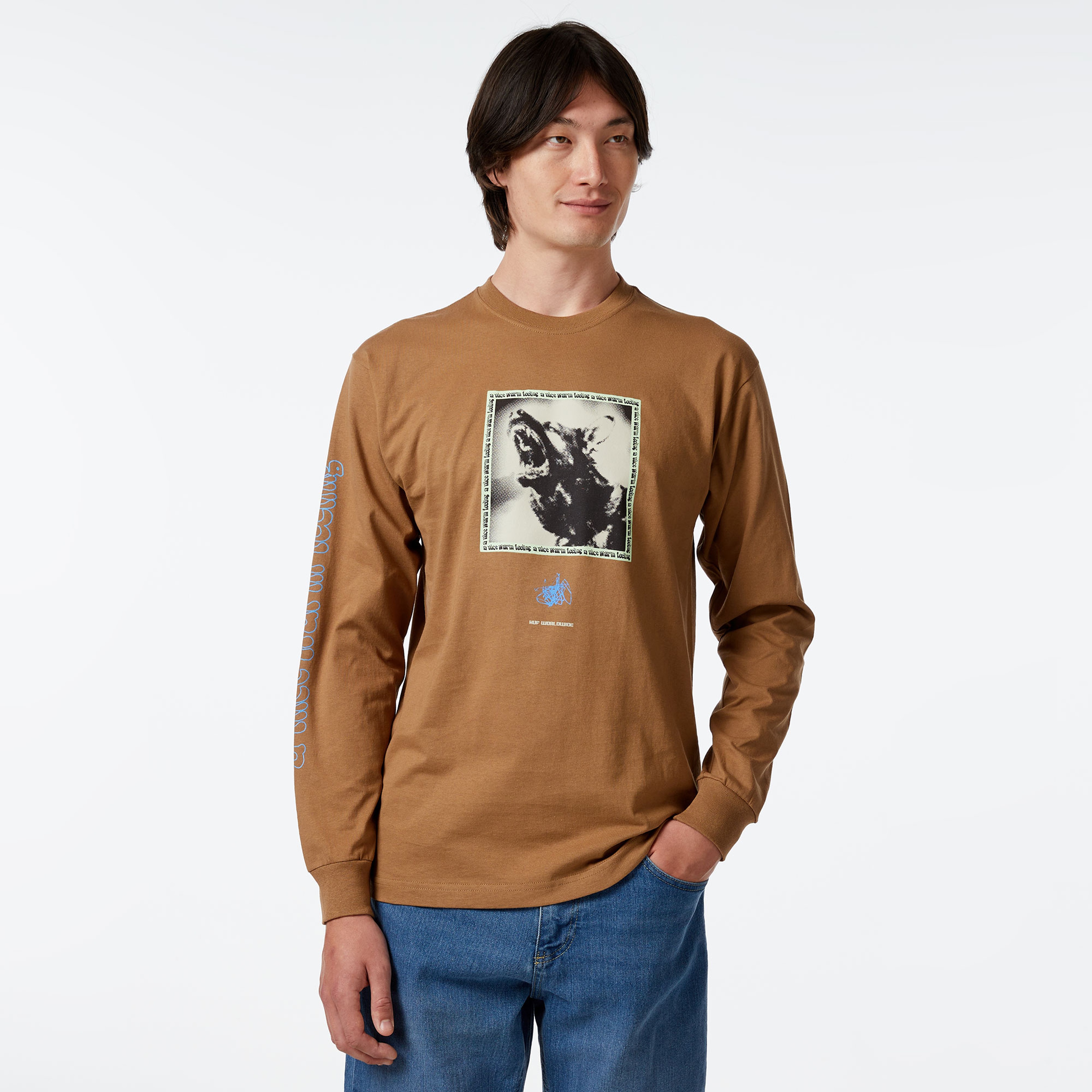 HUF Beware L/S Erkek Kahverengi Sweatshirt