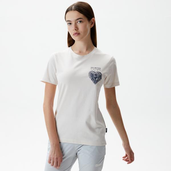 Jack Wolfskin Discover Heart Kadın Bej T-Shirt