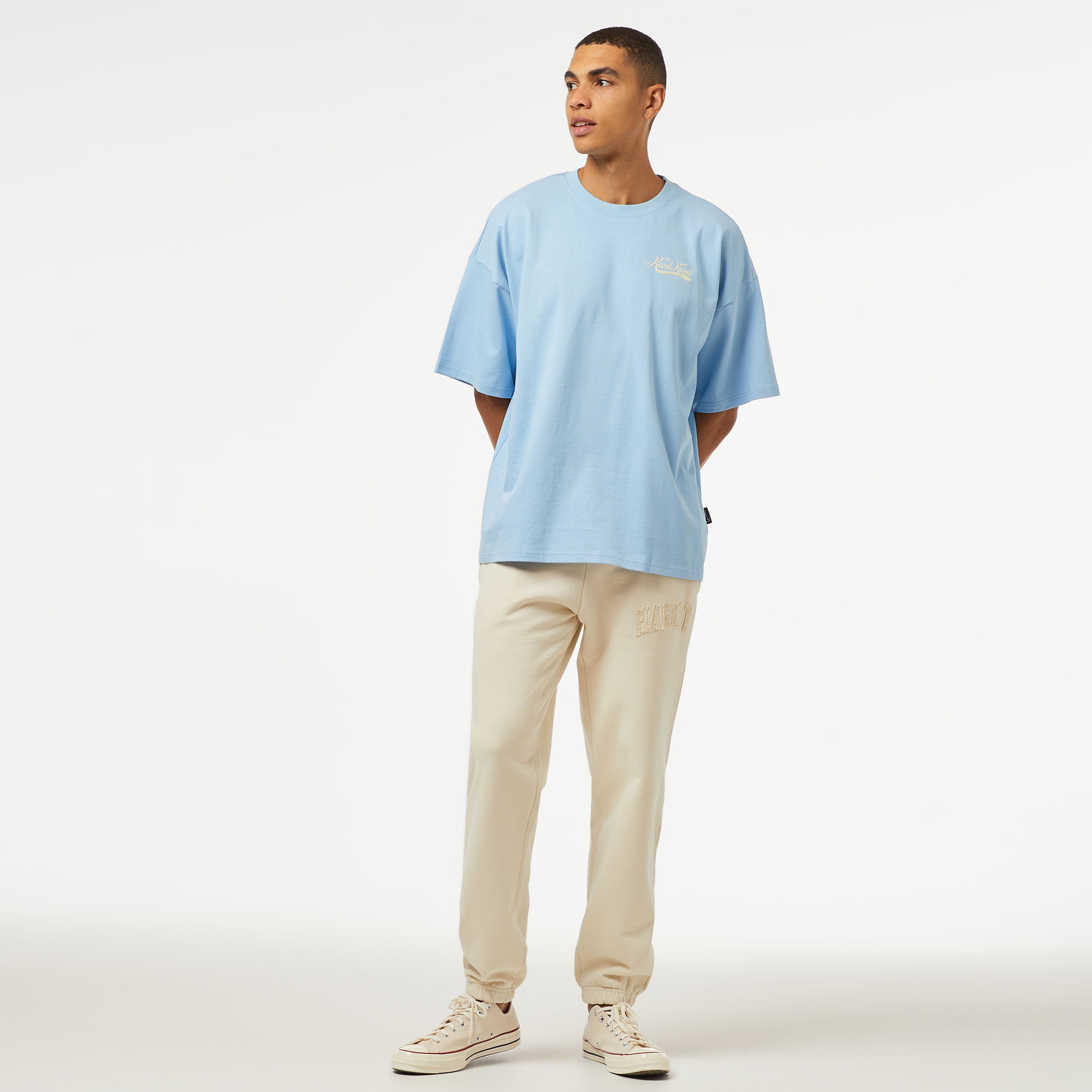 Karl Kani Woven Sign. Heavy Jersey Boxy Diner Erkek Mavi T-Shirt