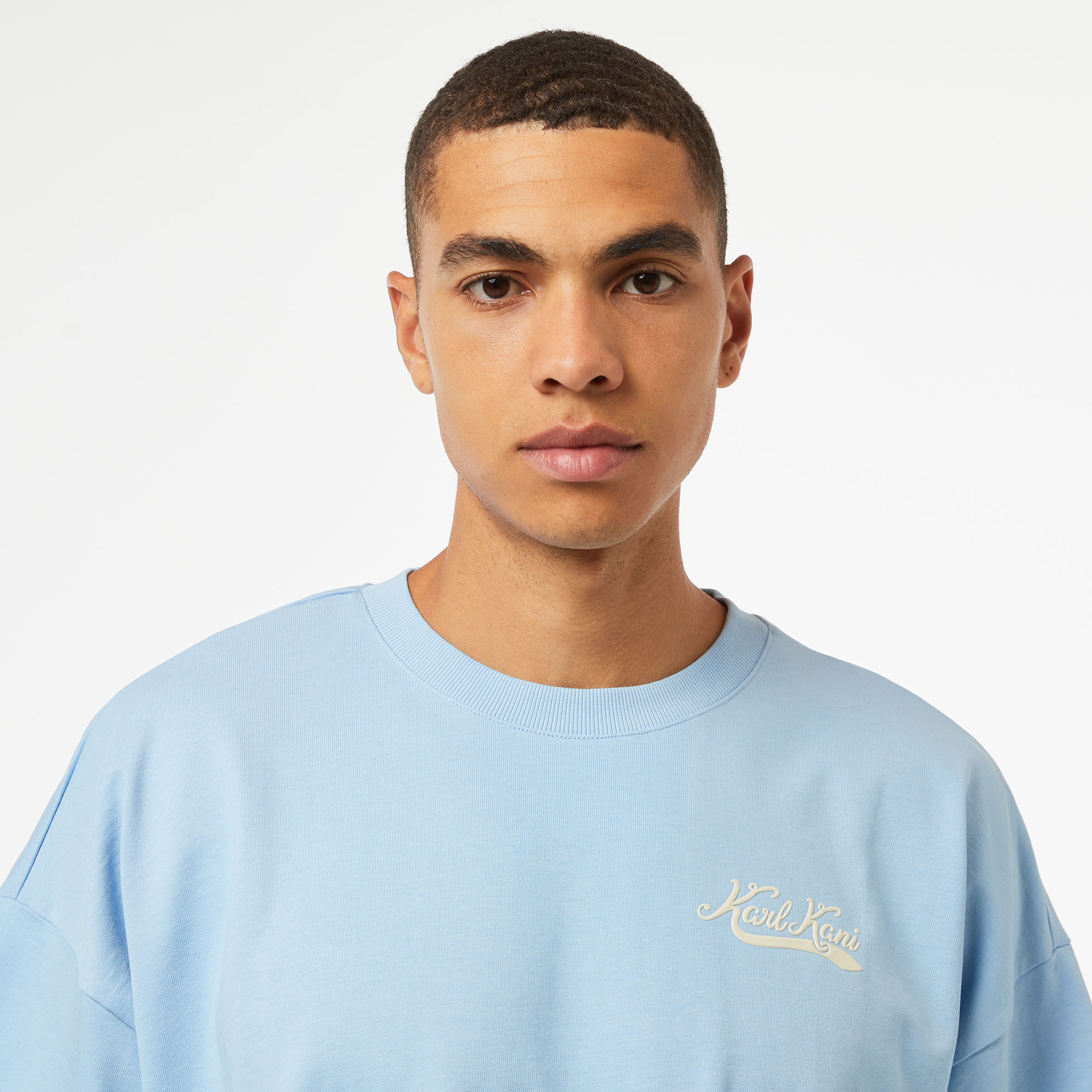 Karl Kani Woven Sign. Heavy Jersey Boxy Diner Erkek Mavi T-Shirt