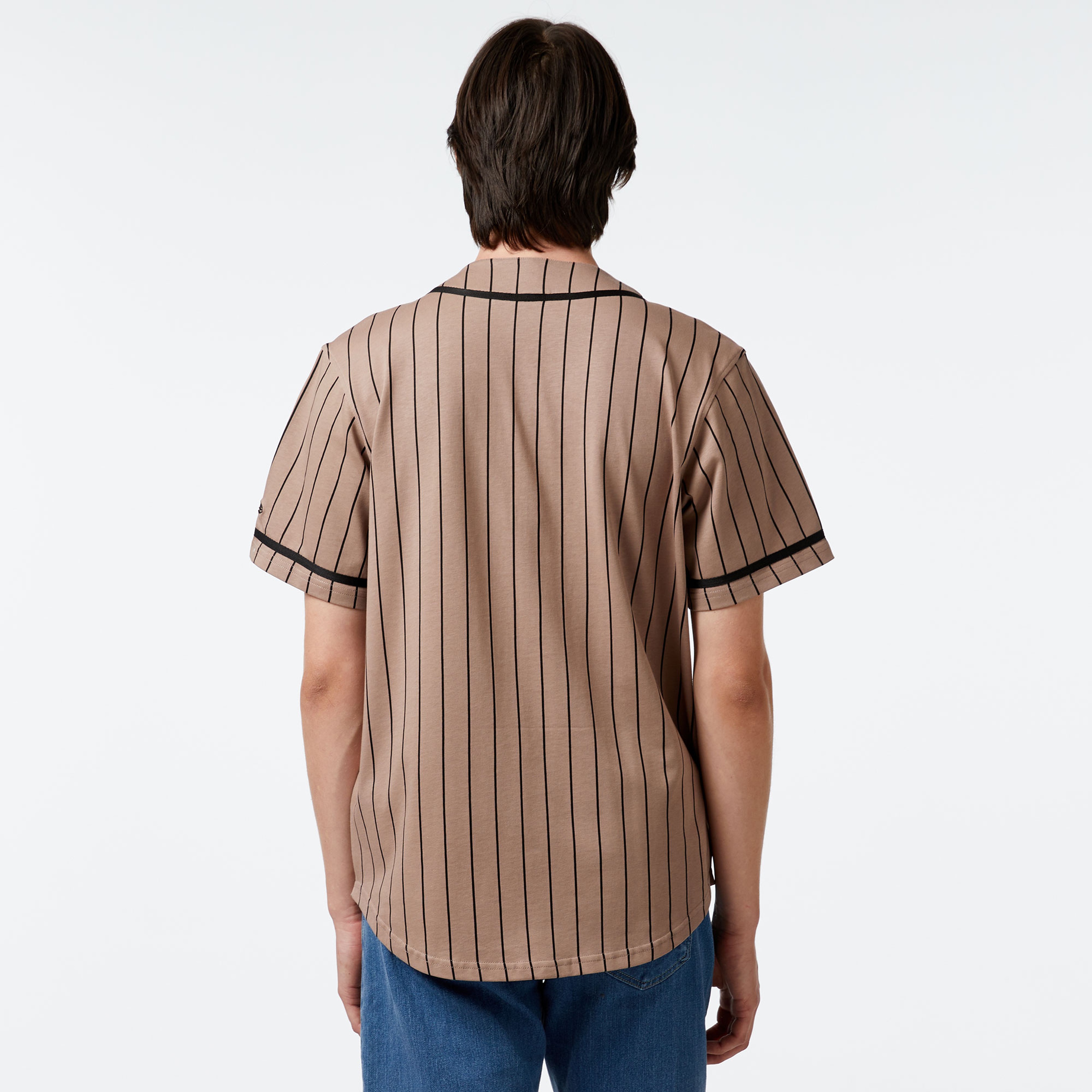 New Era Ne Pinstripe Jersey Erkek Kahverengi T-Shirt