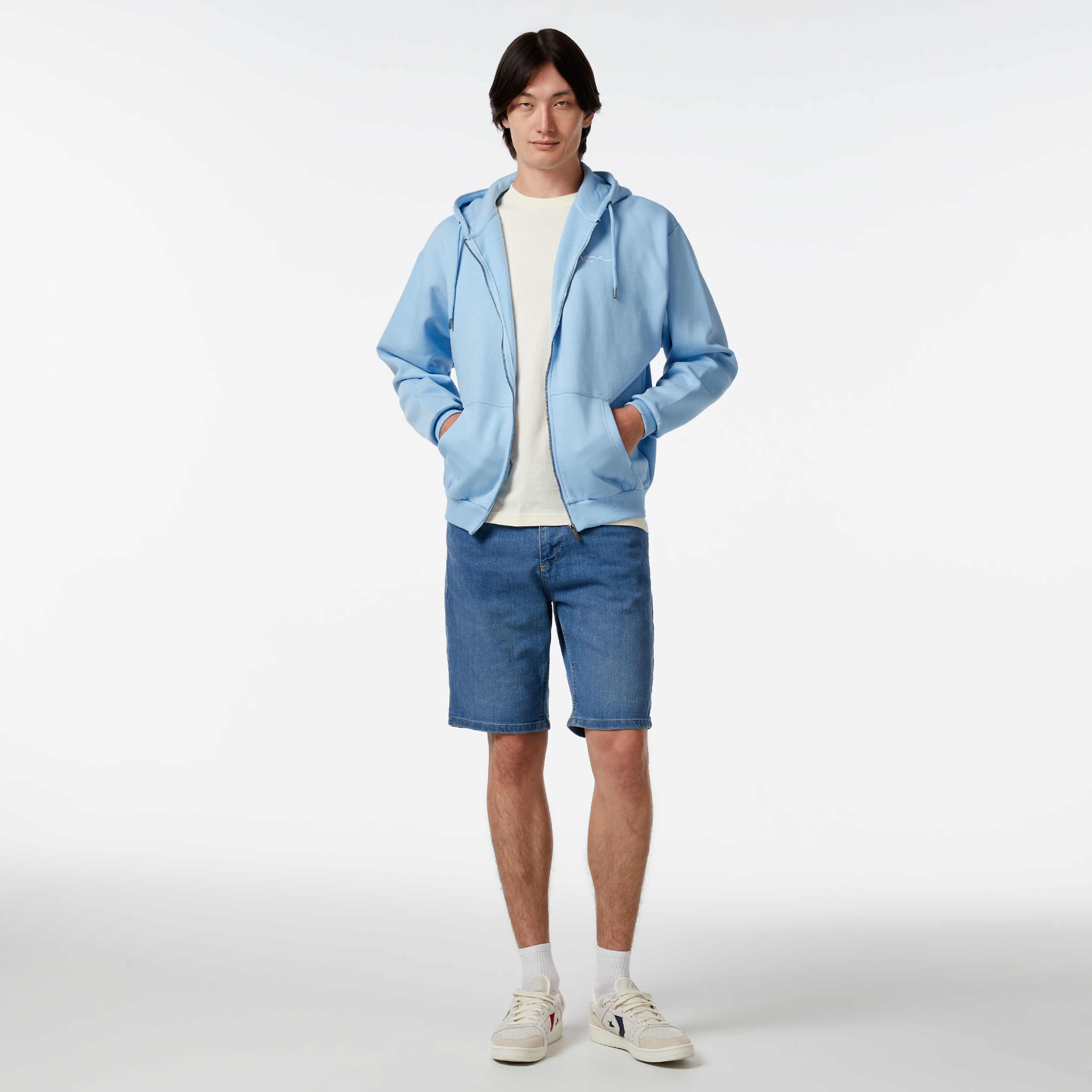 Karl Kani Chest Sign. Os Full Zip Diner Erkek Mavi Sweatshirt