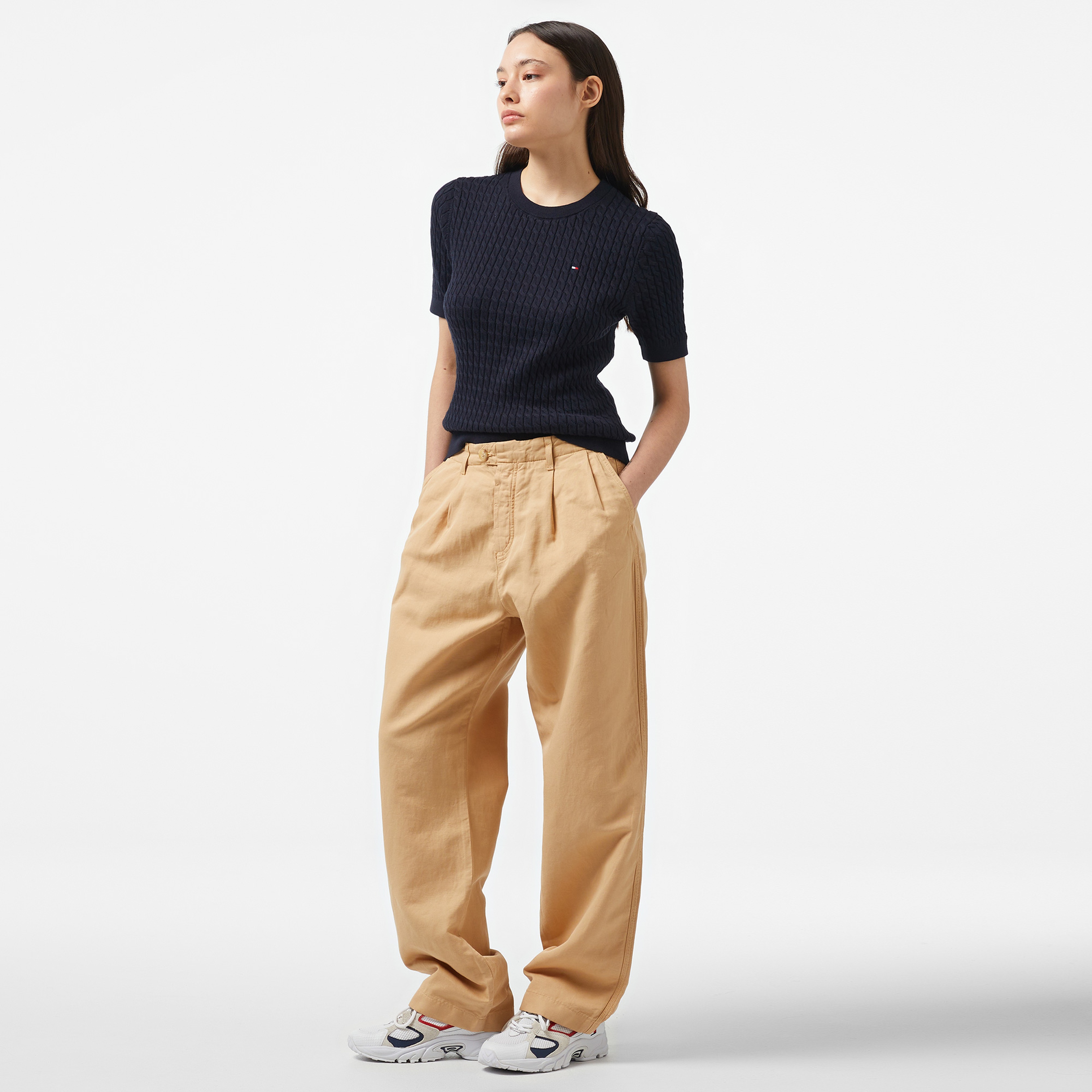 Tommy Hilfiger Relaxaight Kadın Bej Pantolon