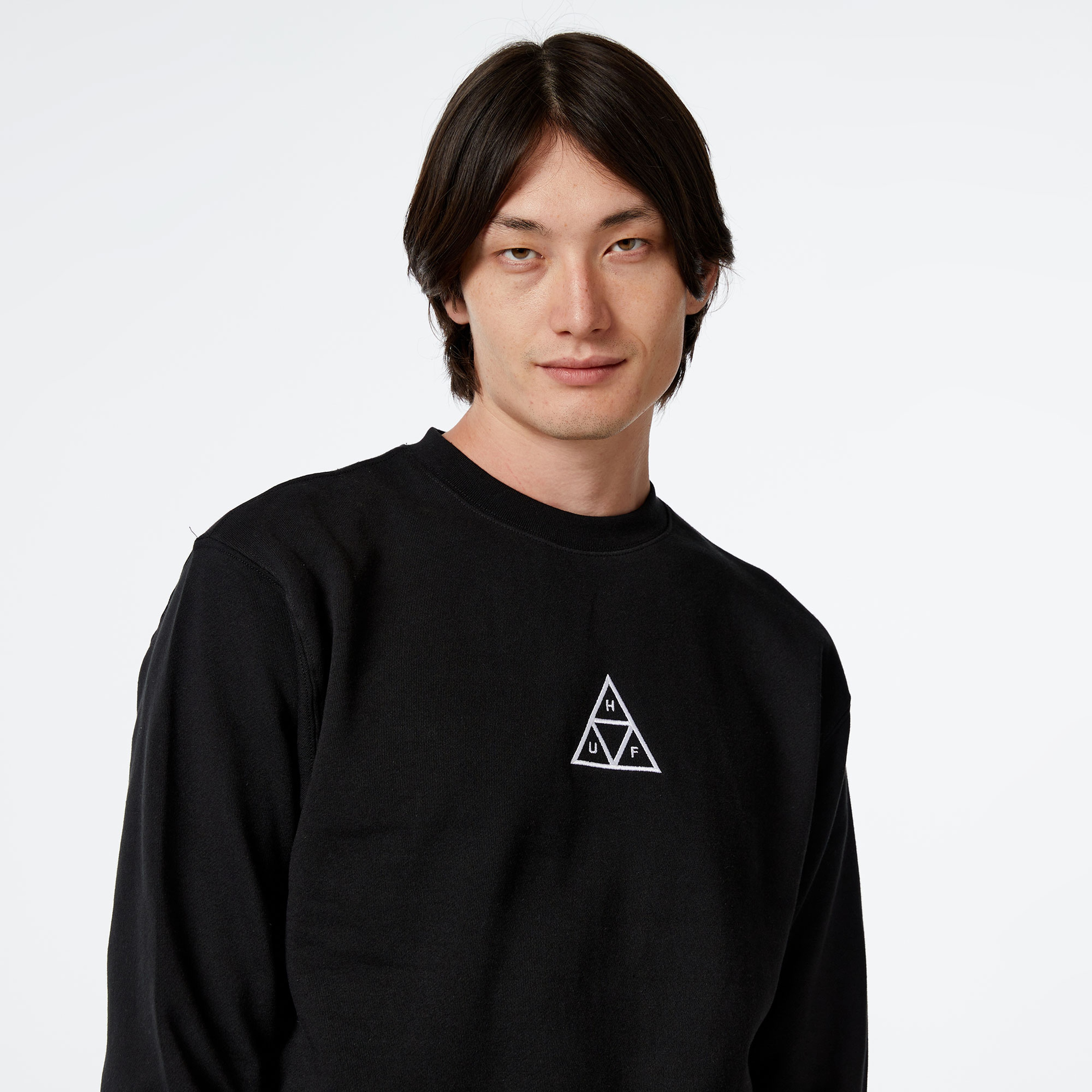 HUF Set Triple Triangle Crewneck Erkek Siyah Sweatshirt