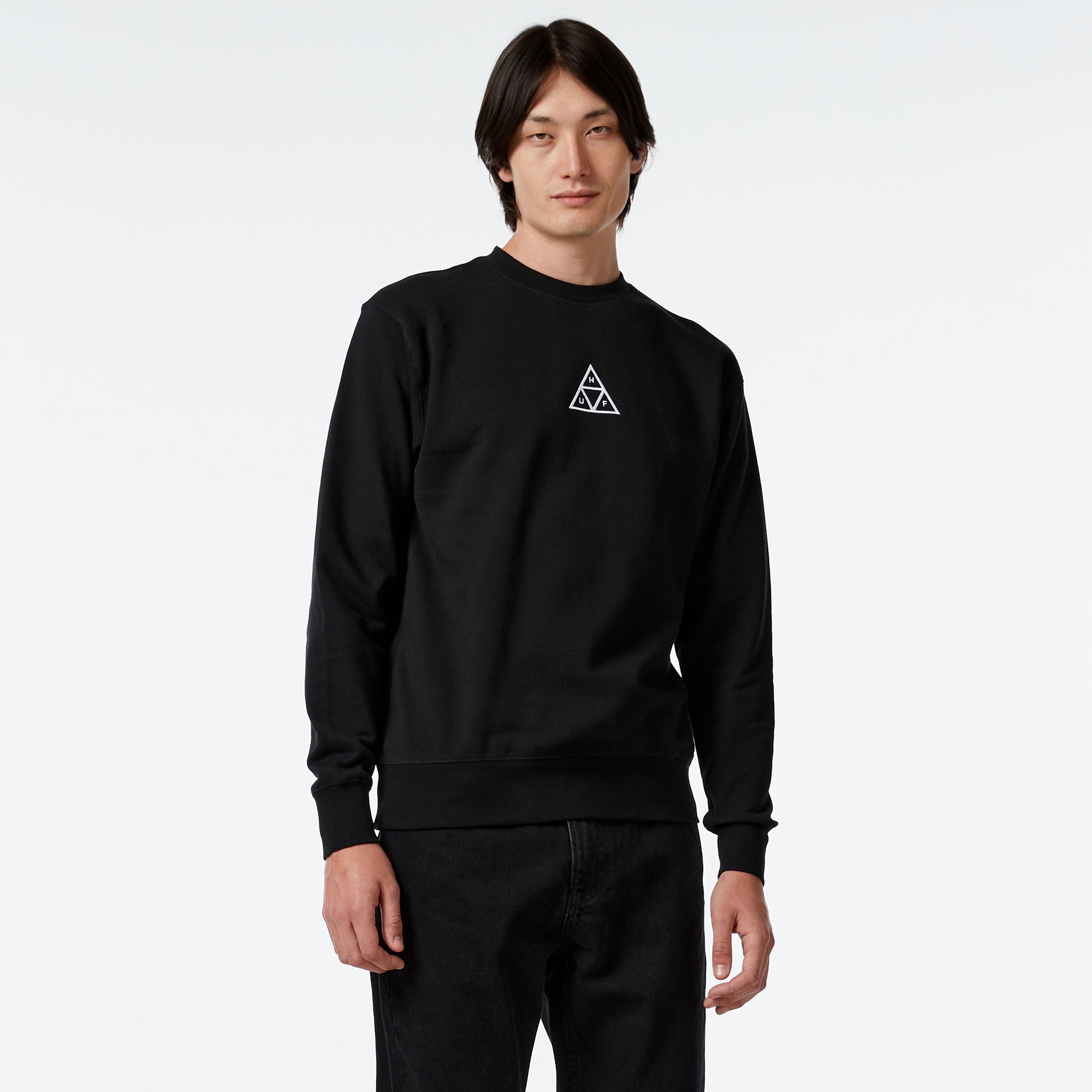 HUF Set Triple Triangle Crewneck Erkek Siyah Sweatshirt