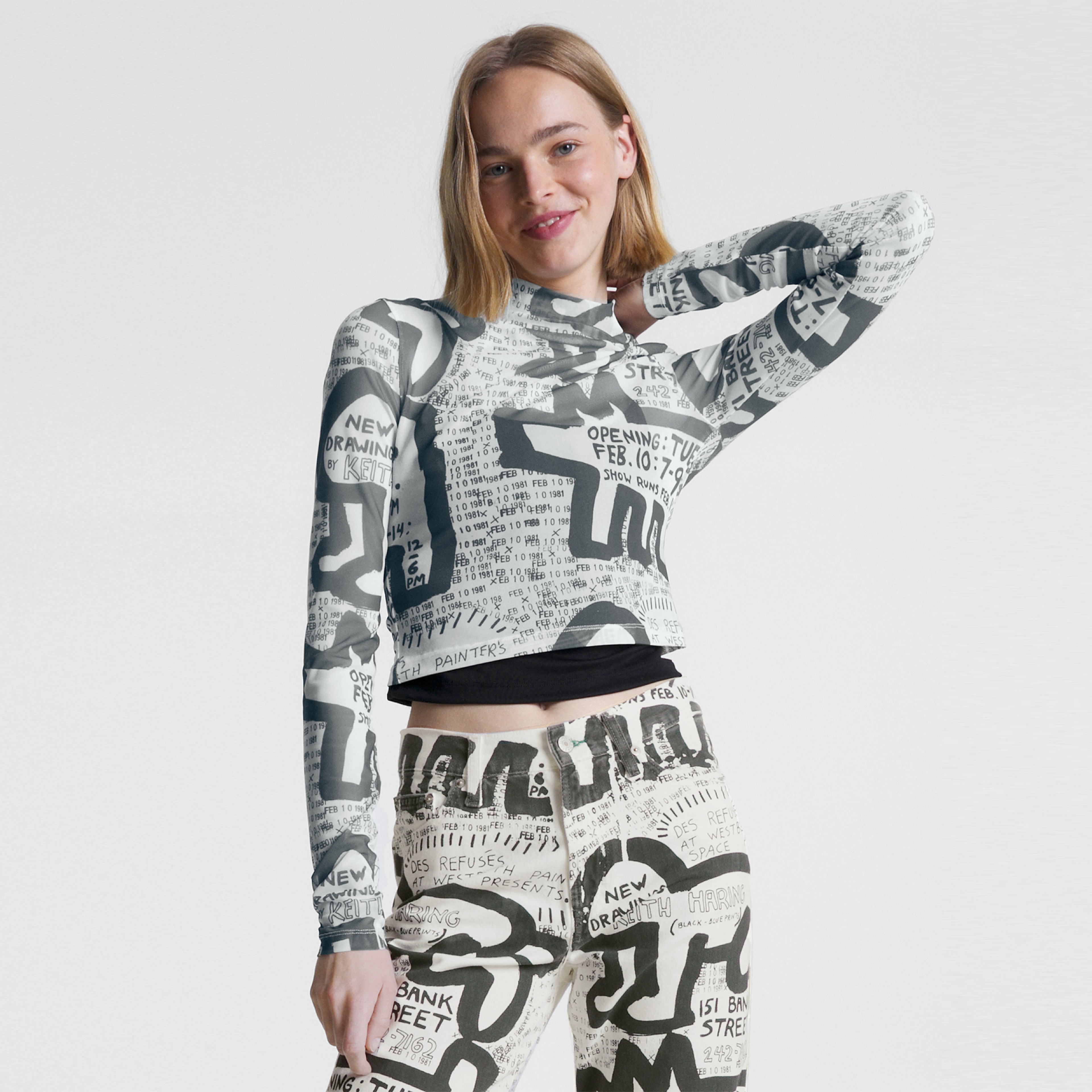 Tommy Jeans x Keith Haring Exhibit Poster Kadın Krem Pantolon