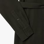 Kadın Slim Fit Uzun Kollu Polo Yaka Haki Elbise