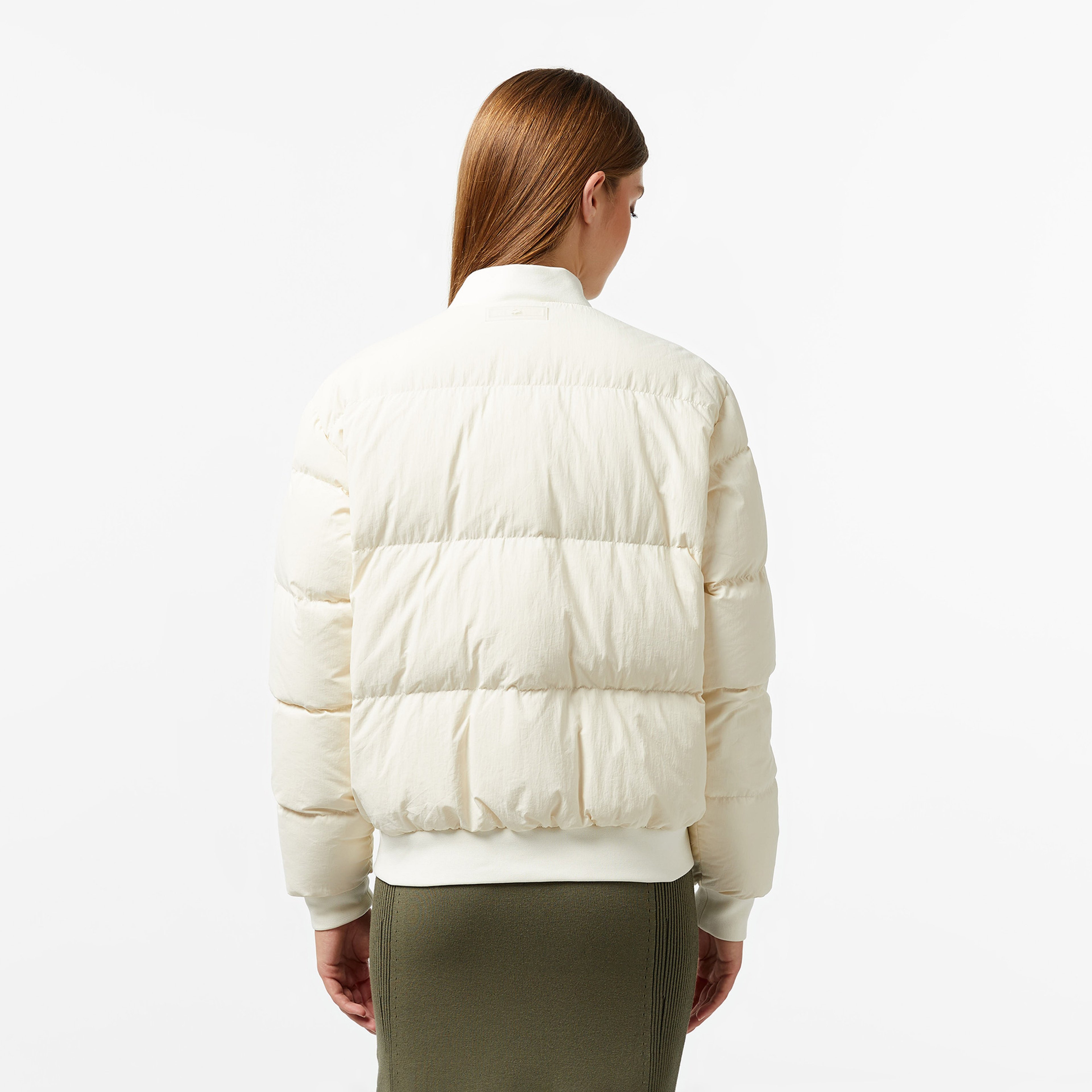 Kadın Relaxed Fit Dik Yaka Krem Mont