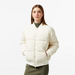 Kadın Relaxed Fit Dik Yaka Krem Mont