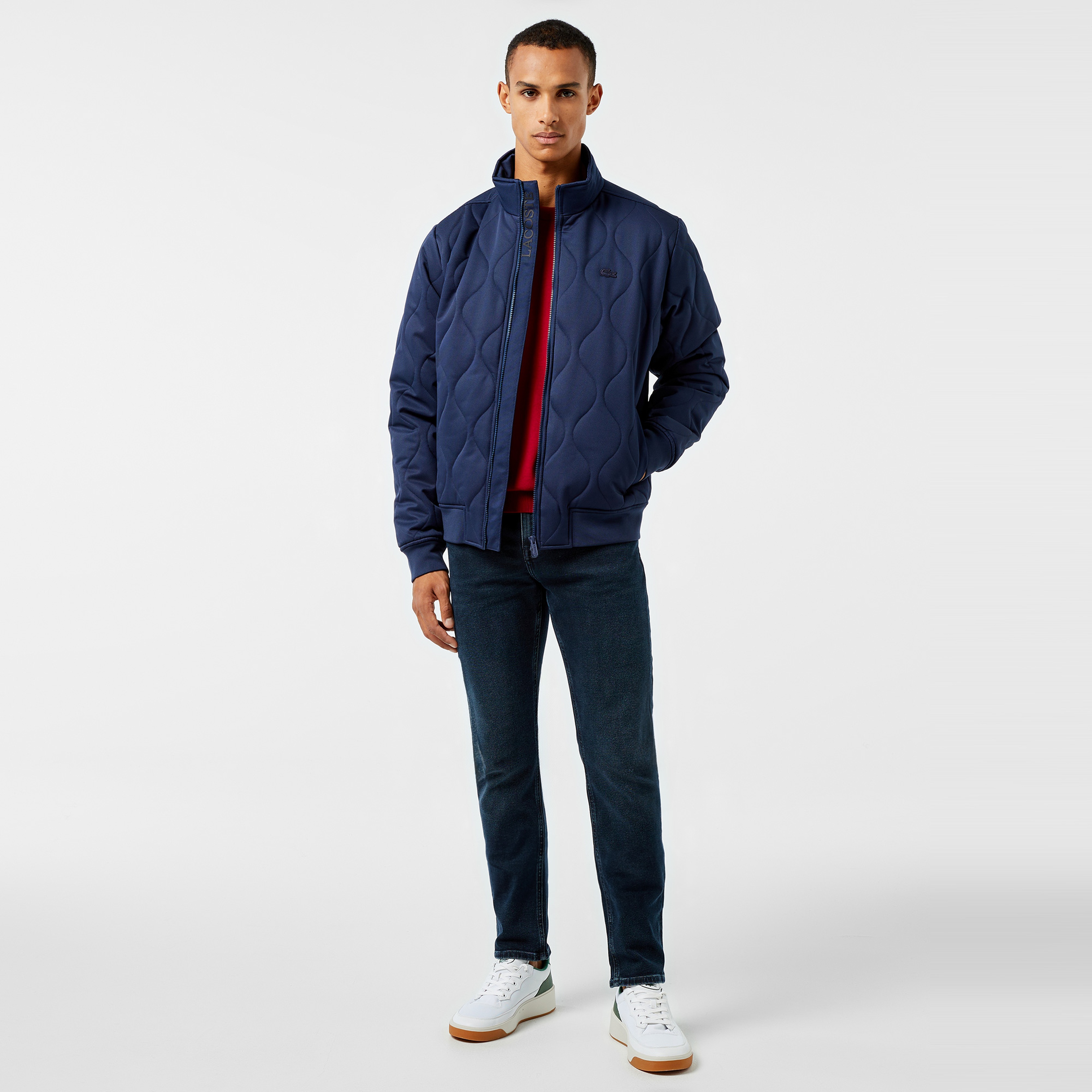 Erkek Relaxed Fit Dik Yaka Kapitone Lacivert Mont