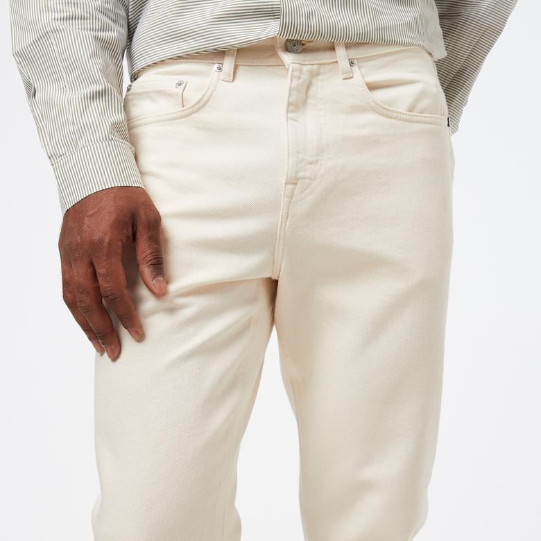 Erkek Slim Fit Chino Beyaz Pantolon