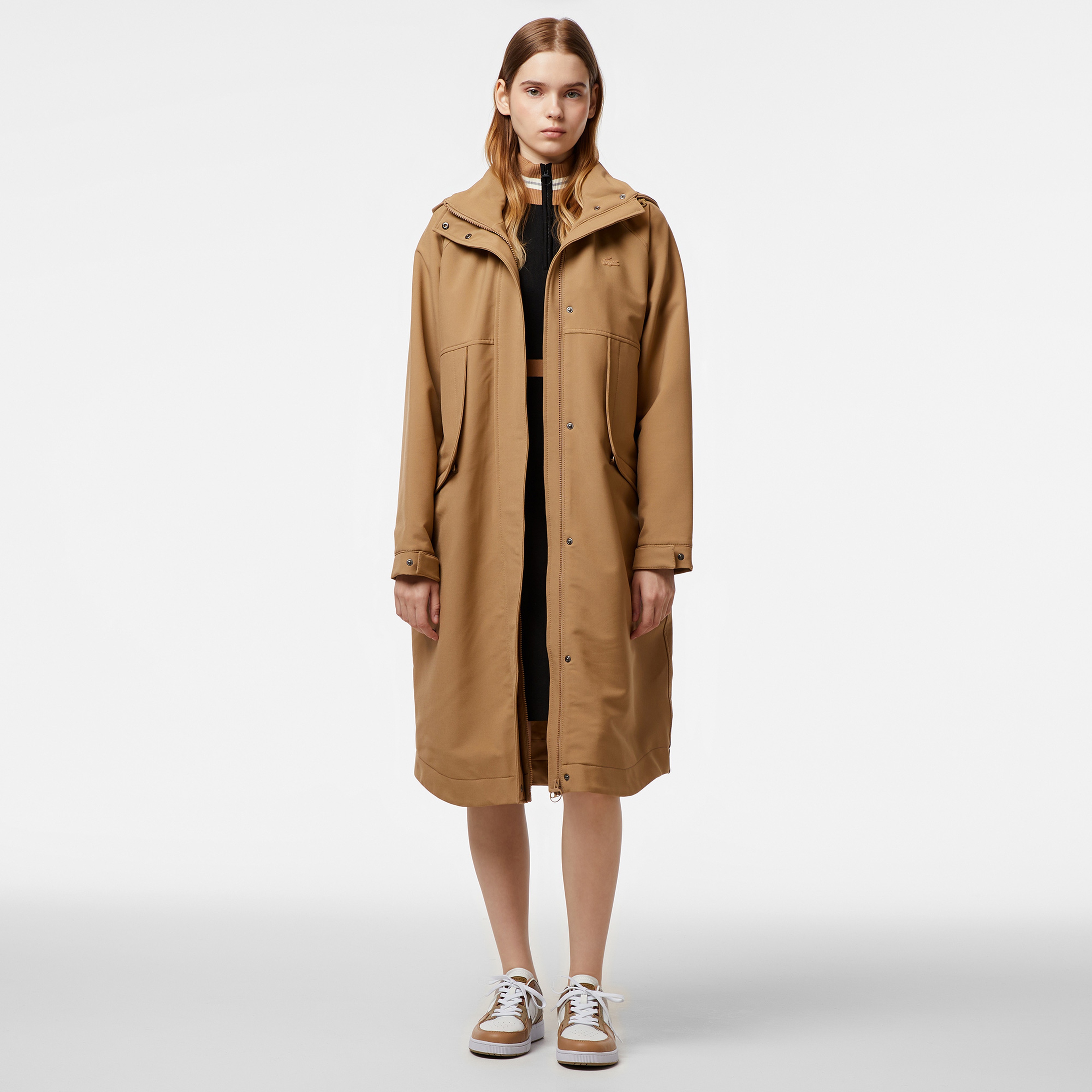 Kadın Relaxed Fit Kapüşonlu Kahverengi Yağmurluk