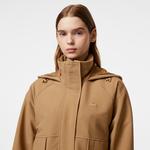 Kadın Relaxed Fit Kapüşonlu Kahverengi Yağmurluk