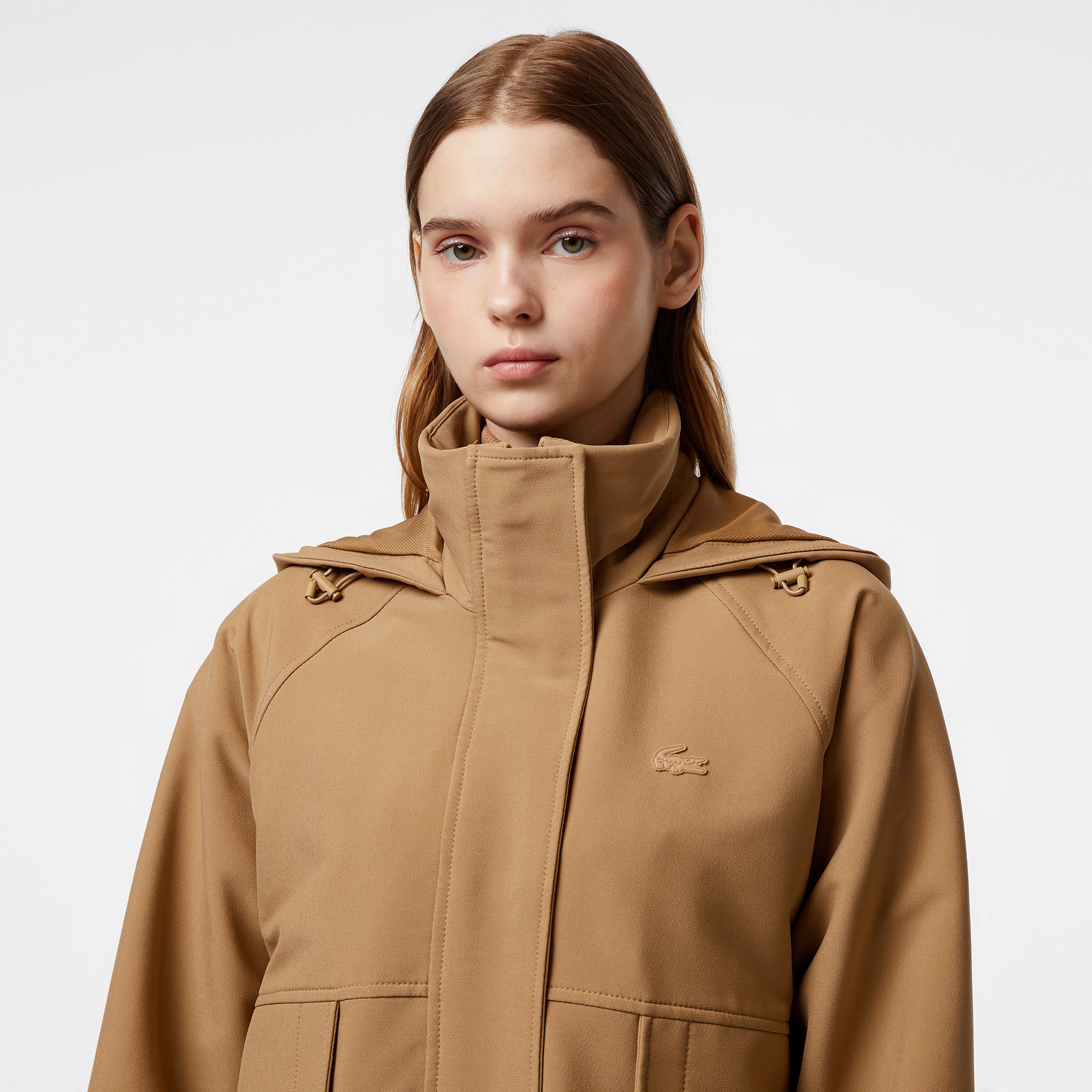 Kadın Relaxed Fit Kapüşonlu Kahverengi Yağmurluk