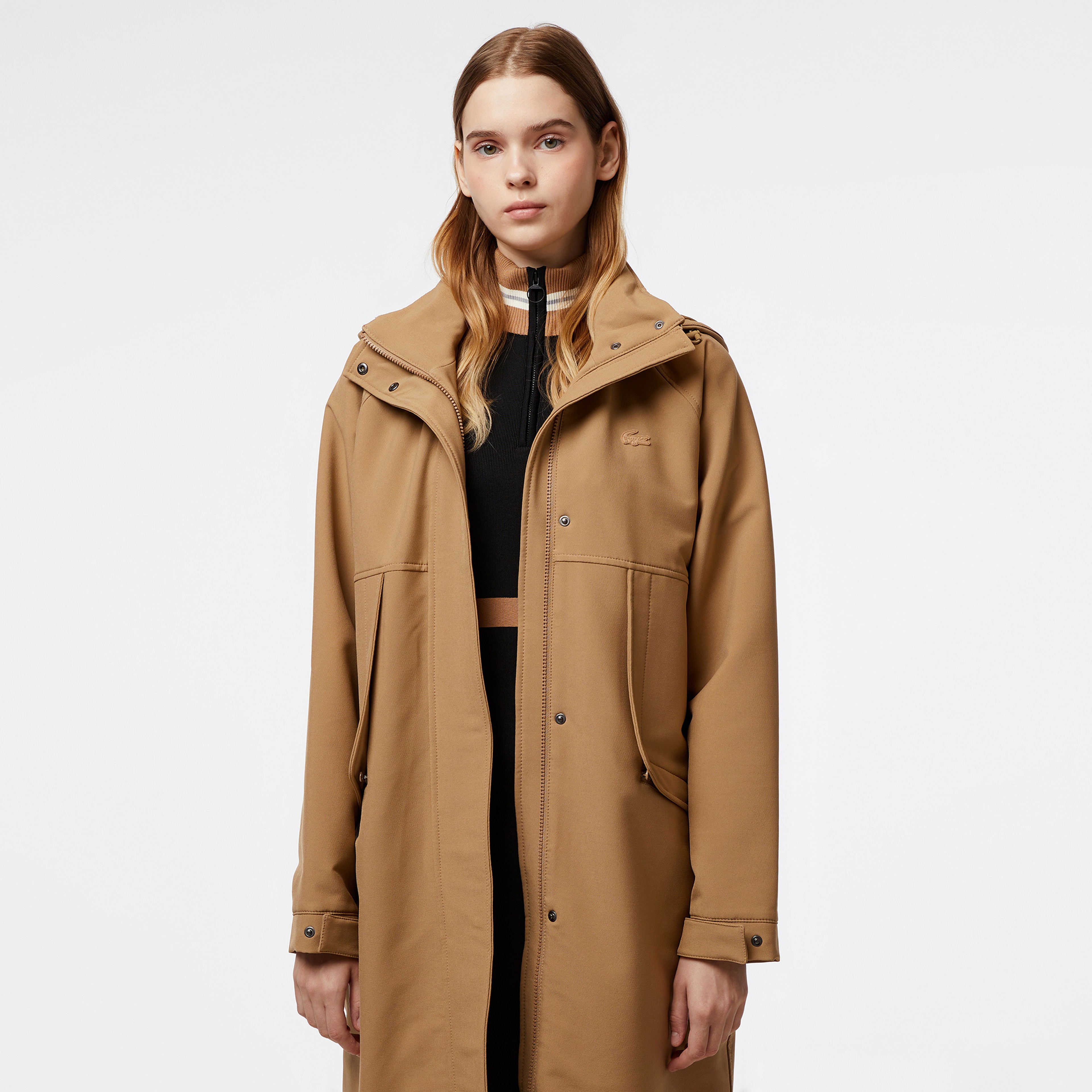 Kadın Relaxed Fit Kapüşonlu Kahverengi Yağmurluk